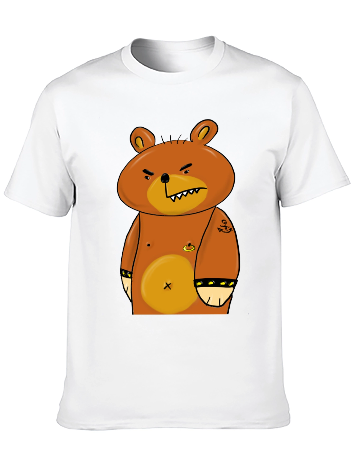 Black Angry Cartoon Bear Graphic T-Shirt view 10