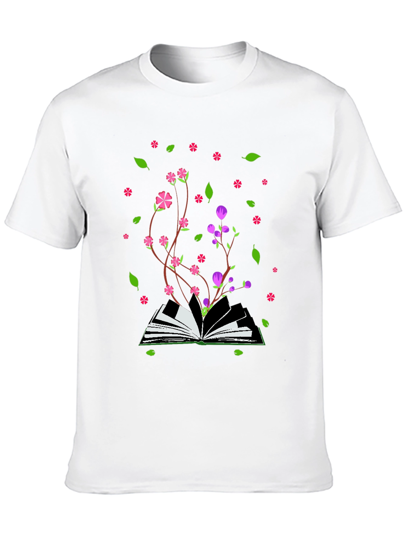 Black Blooming Book T-Shirt - Nature Inspired Design view 10