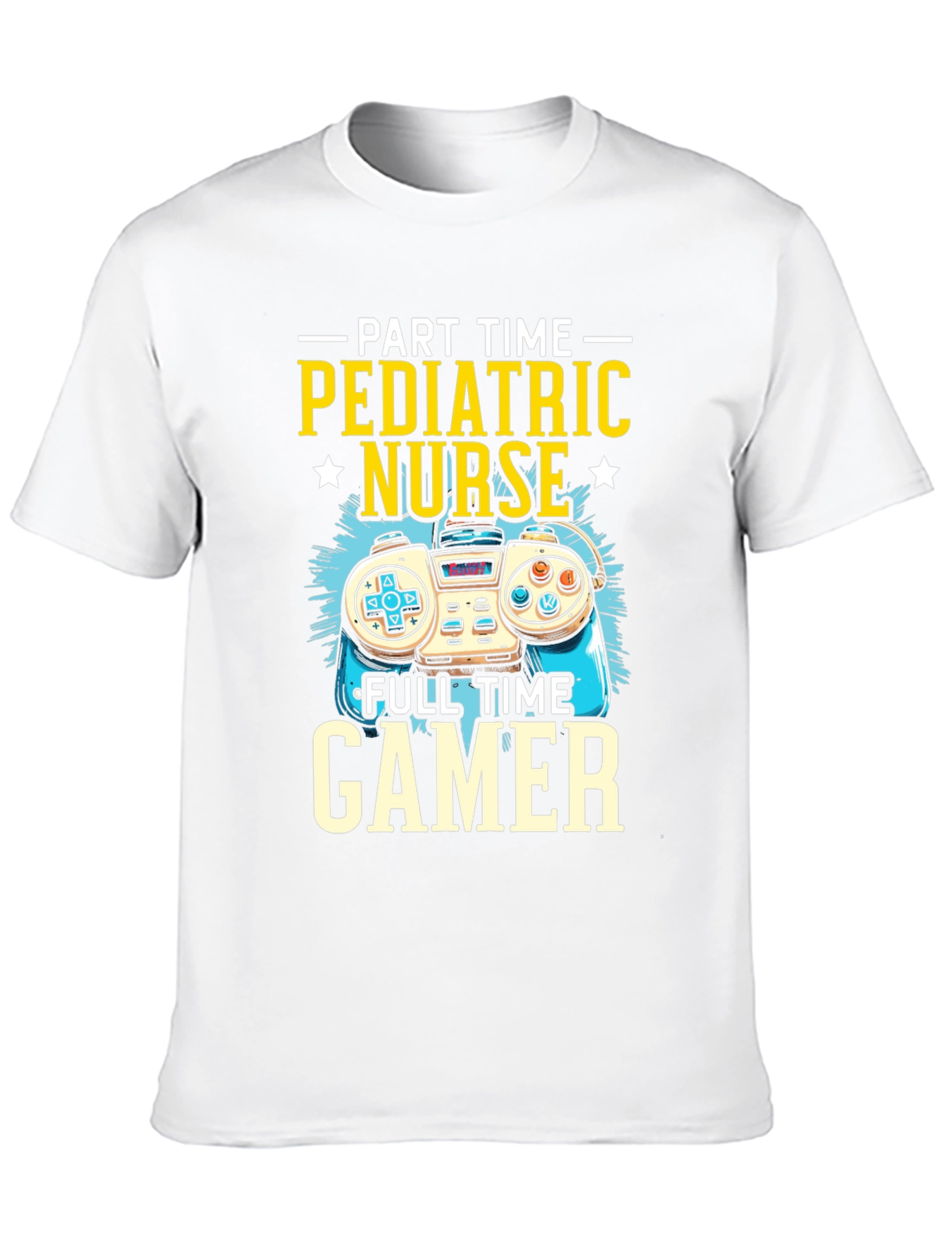 Black Pediatric Nurse Gamer T-Shirt - Funny Graphic Tee view 10