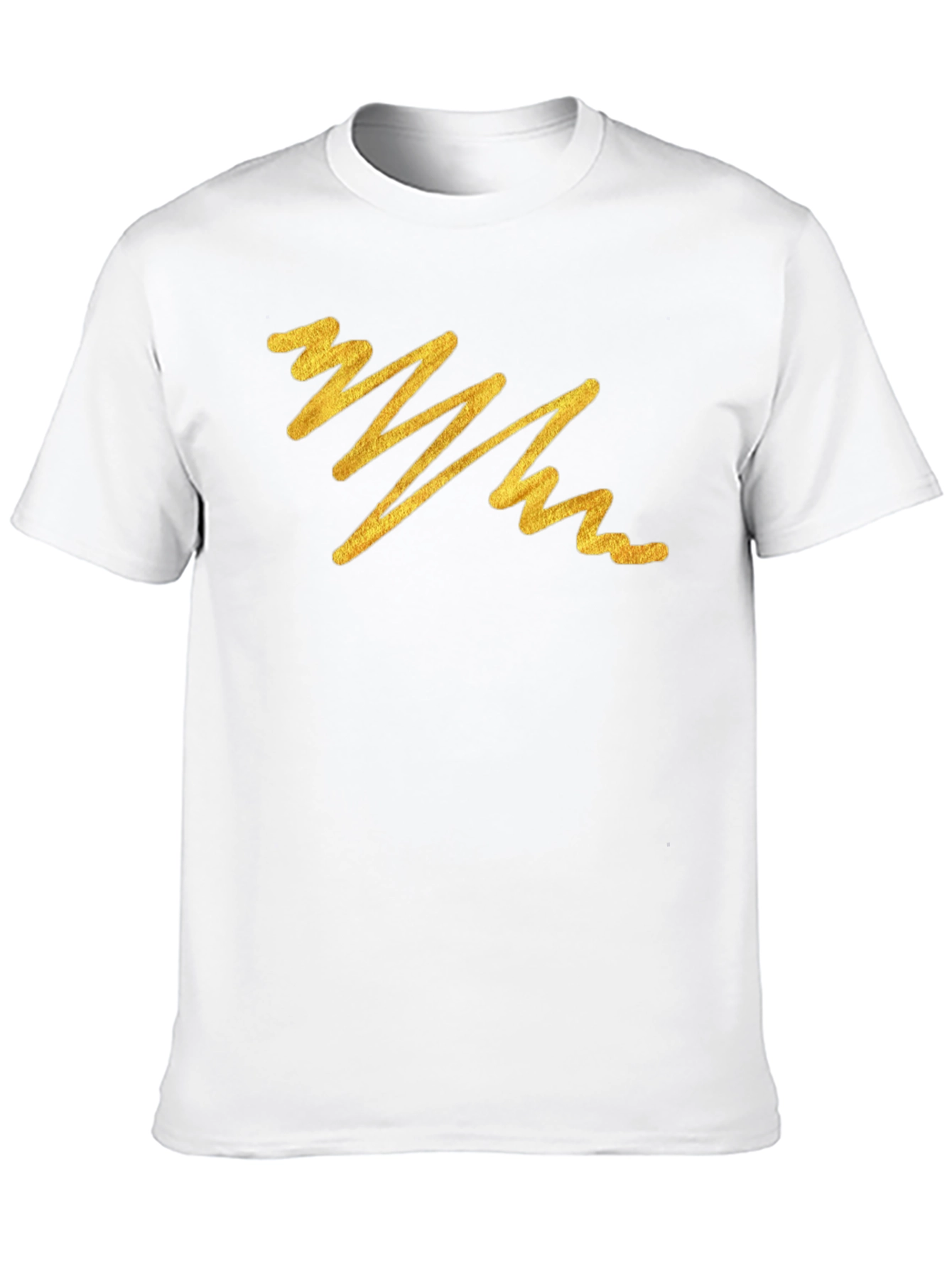 Black Men's Black T-Shirt with Abstract Gold Line Design view 10