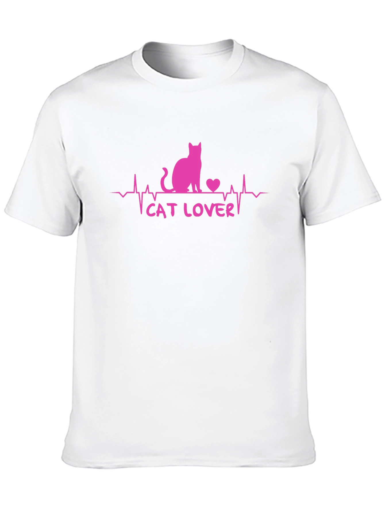 Black Cat Lover Heartbeat T-Shirt - Pink Graphic Tee view 10