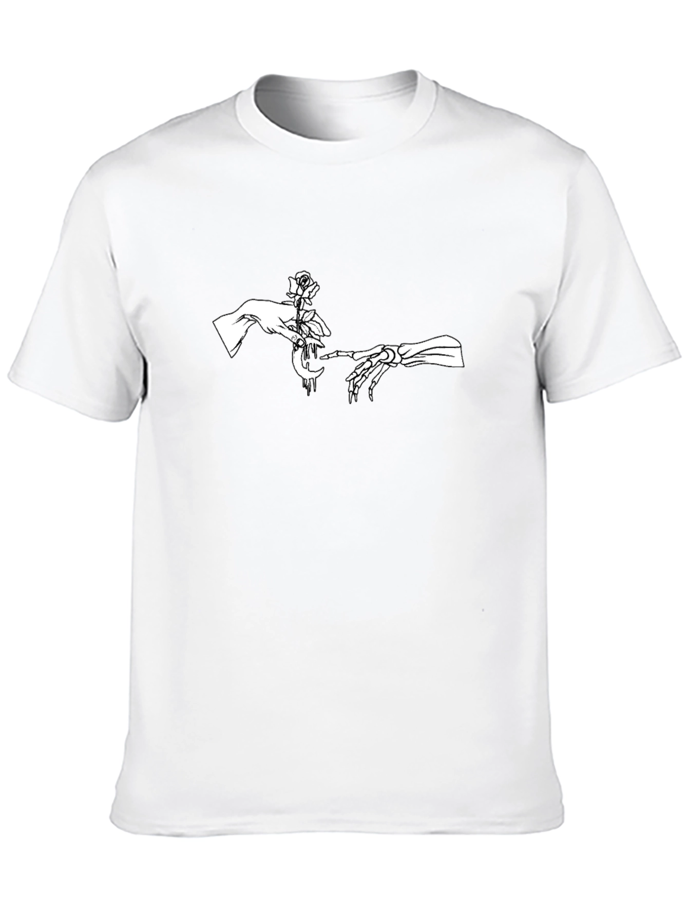 Black Rose and Moon Graphic Tee - Black Cotton Blend view 10