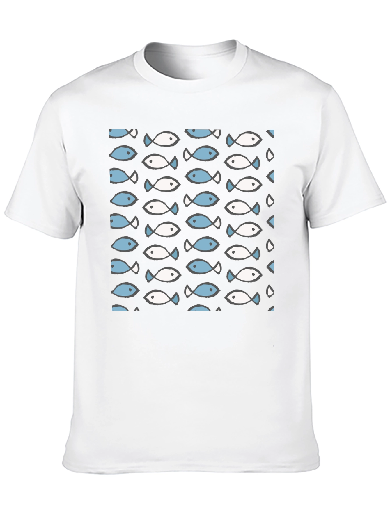 Black Fish Pattern T-Shirt - Crew Neck view 10