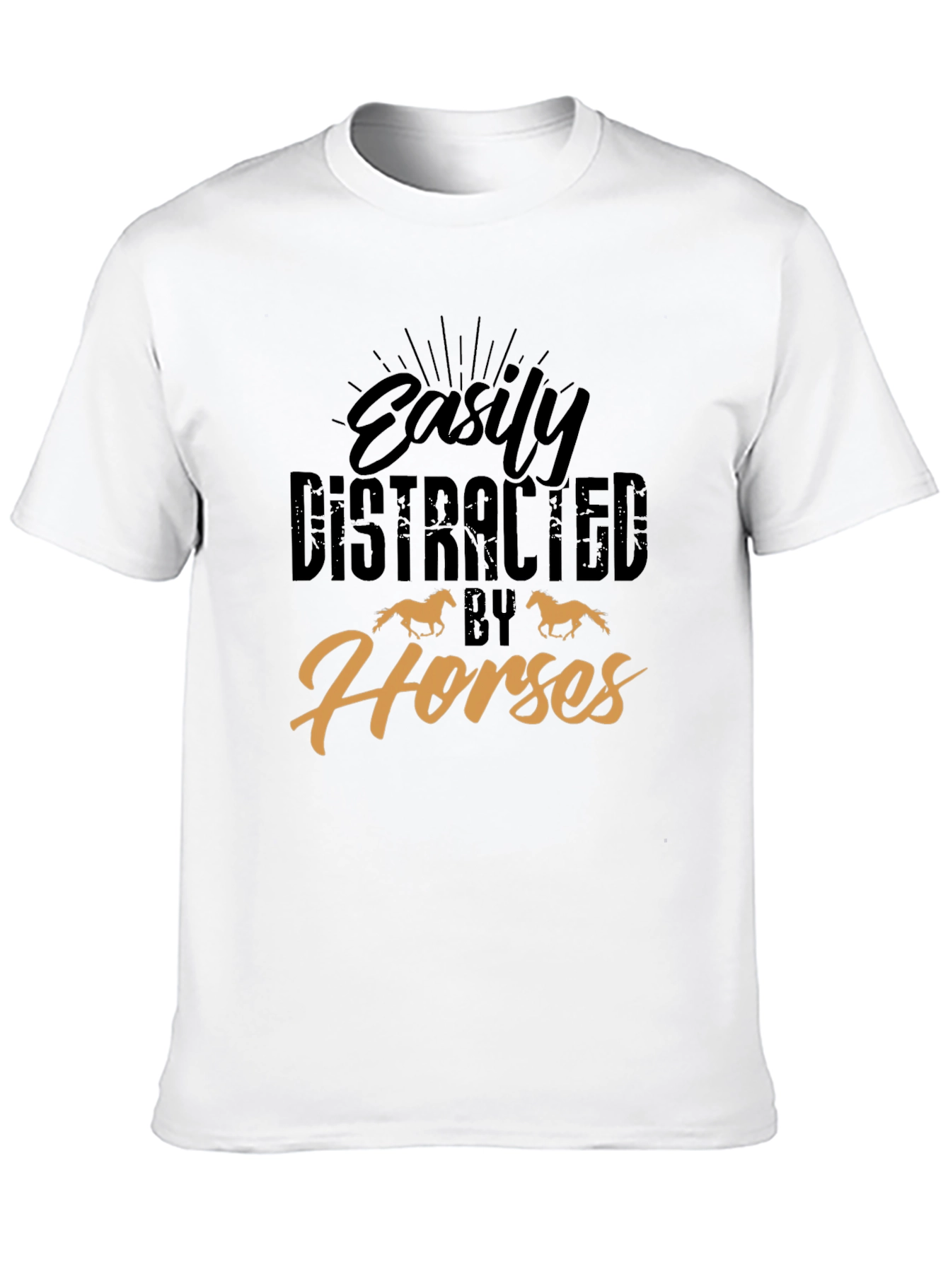 Black Easily Distracted By Horses Graphic Tee view 10