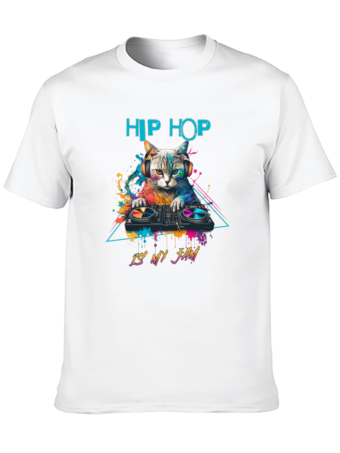 Black Hip Hop Cat DJ T-Shirt - Is My Jam view 10
