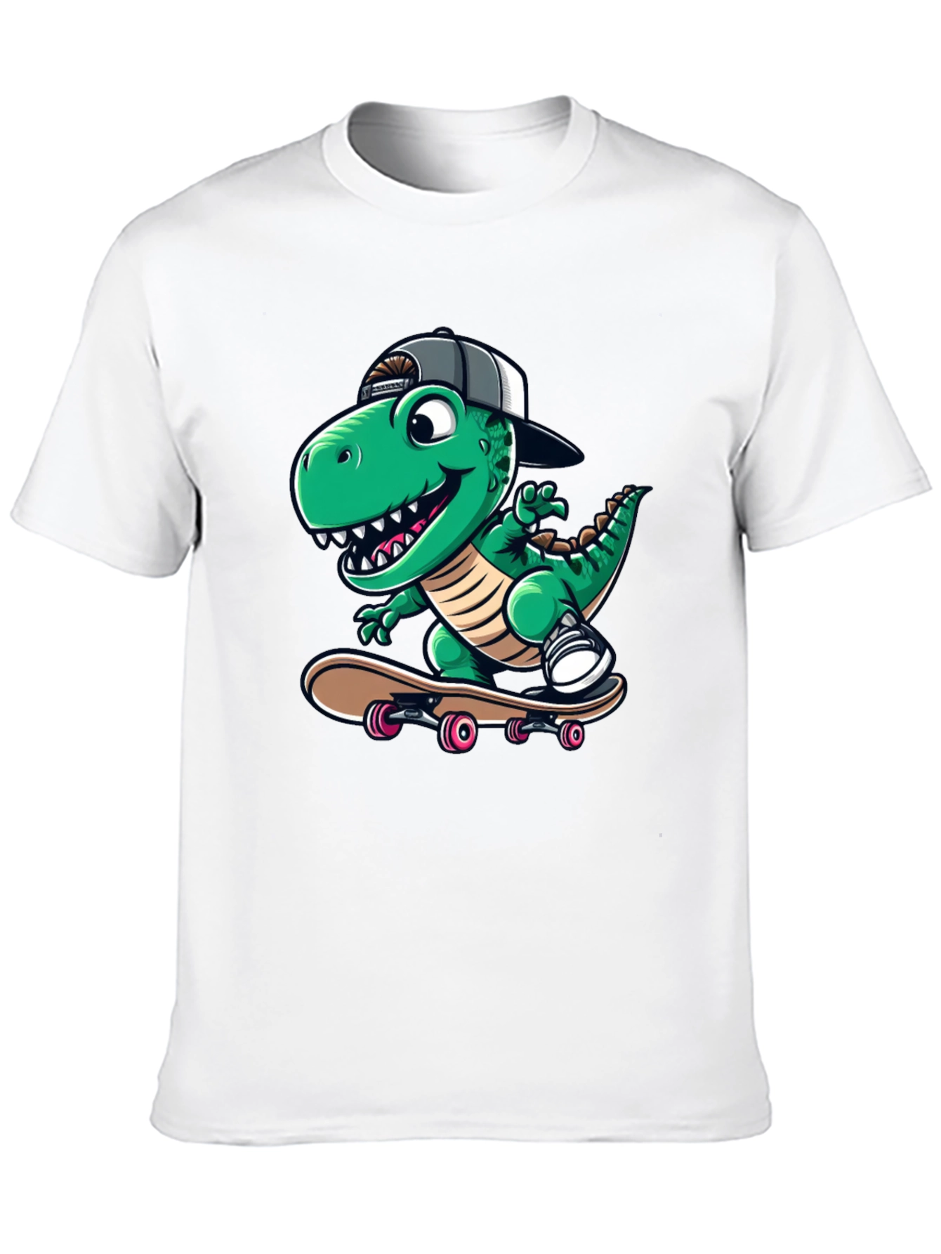 Black Cool Dinosaur Skateboarder T-Shirt view 10