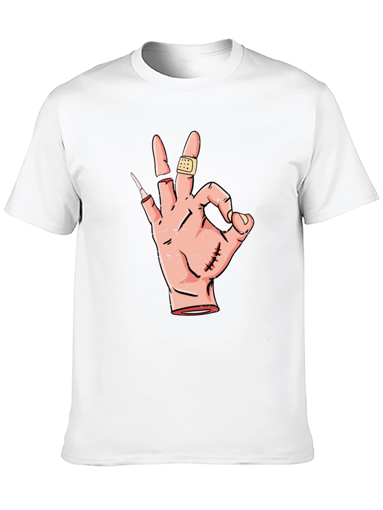 Black Funny OK Hand Sign Graphic Tee - Black Cotton T-Shirt view 10