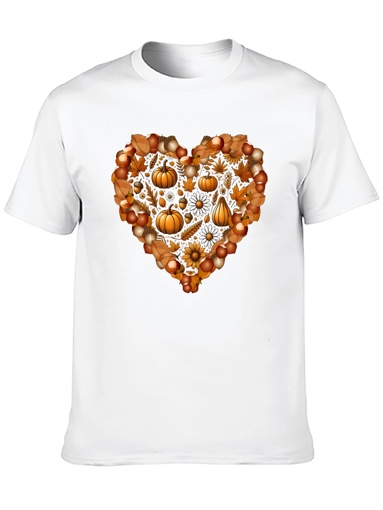 Black Fall Heart T-Shirt - Pumpkin & Floral Design view 10