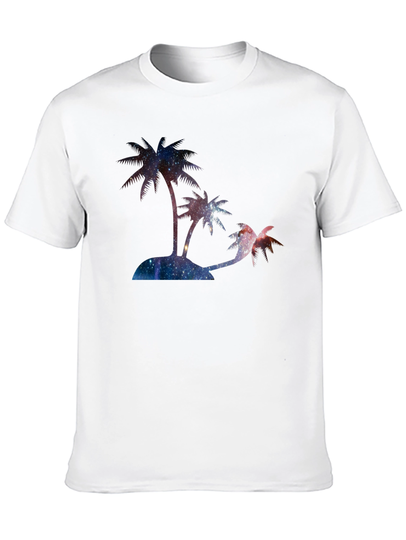 Black Galaxy Palm Tree Graphic T-Shirt view 10