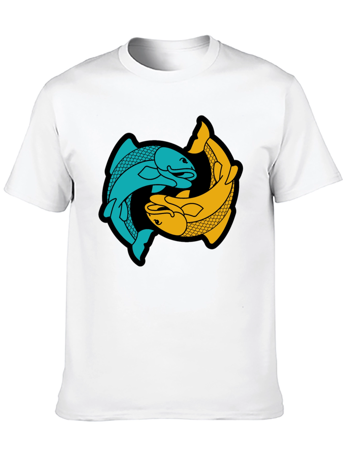 Black Yin Yang Fish Graphic Tee - Black Cotton Blend view 10