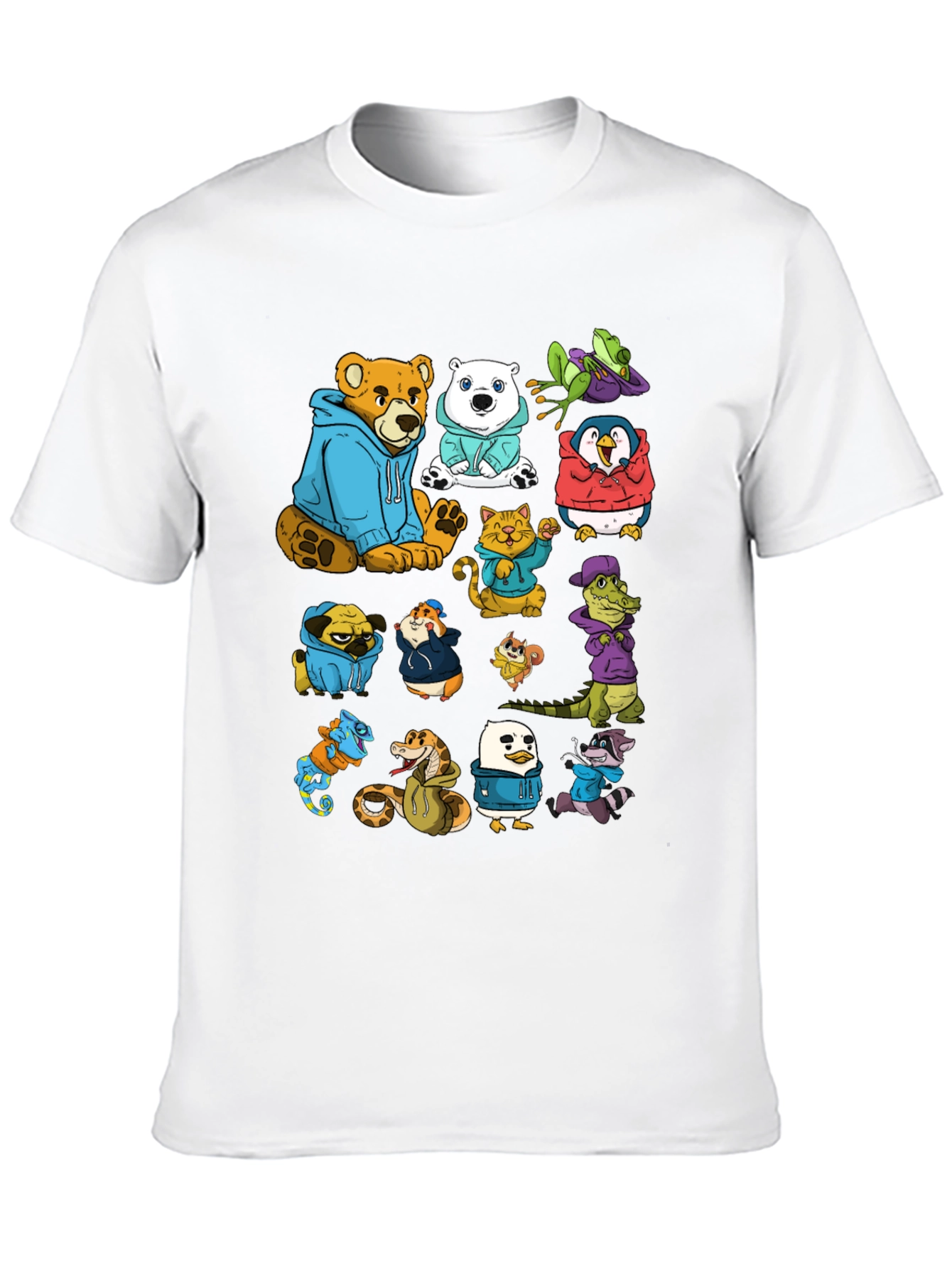 Black Cartoon Animal Hoodie Graphic Tee view 10