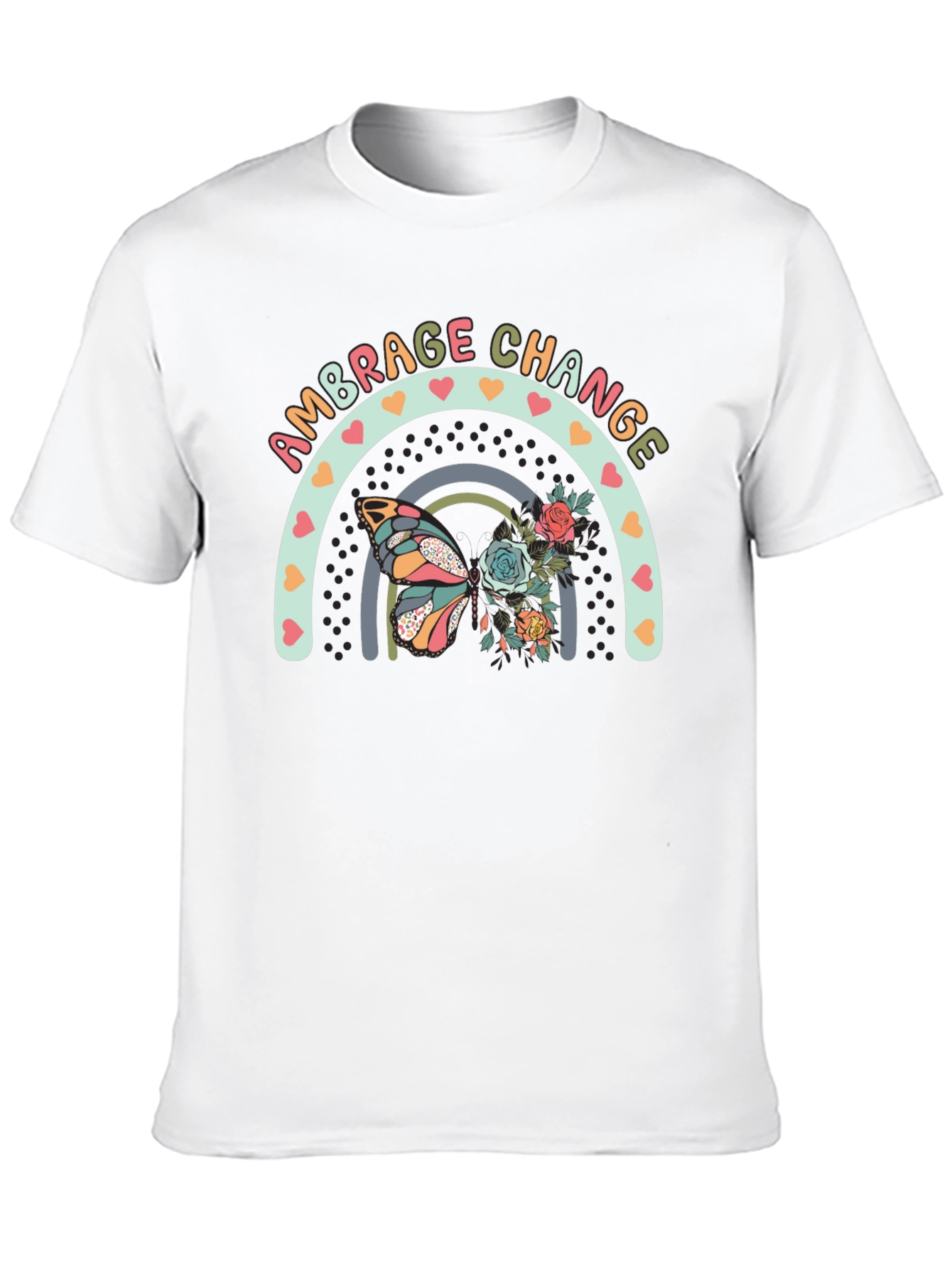 Black Embrace Change Butterfly Rainbow Graphic Tee view 10