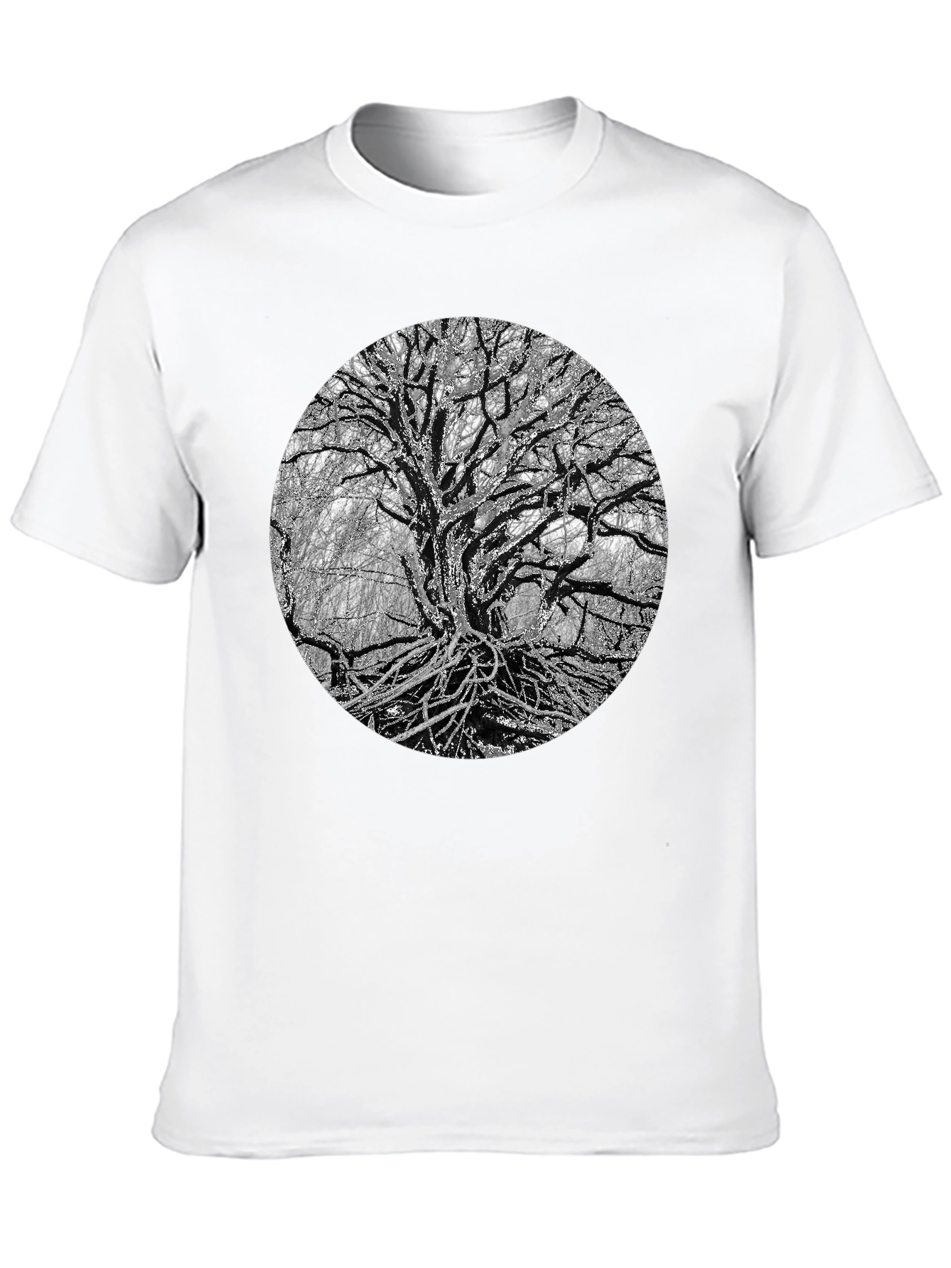 Black Monochrome Tree Graphic Tee - Nature Inspired Print view 10