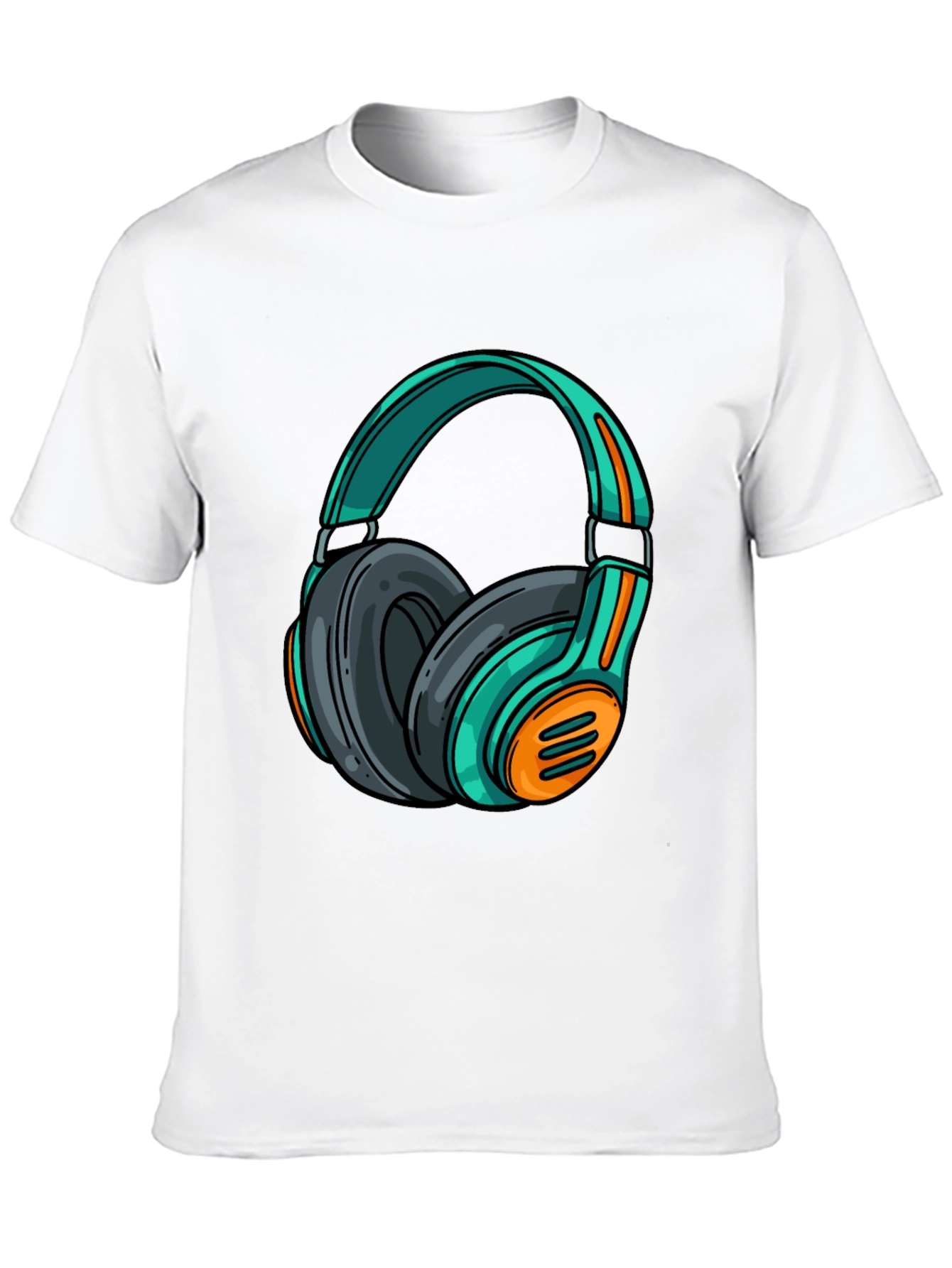 Black Stylish Black T-Shirt with Cool Headphone Graphic view 10