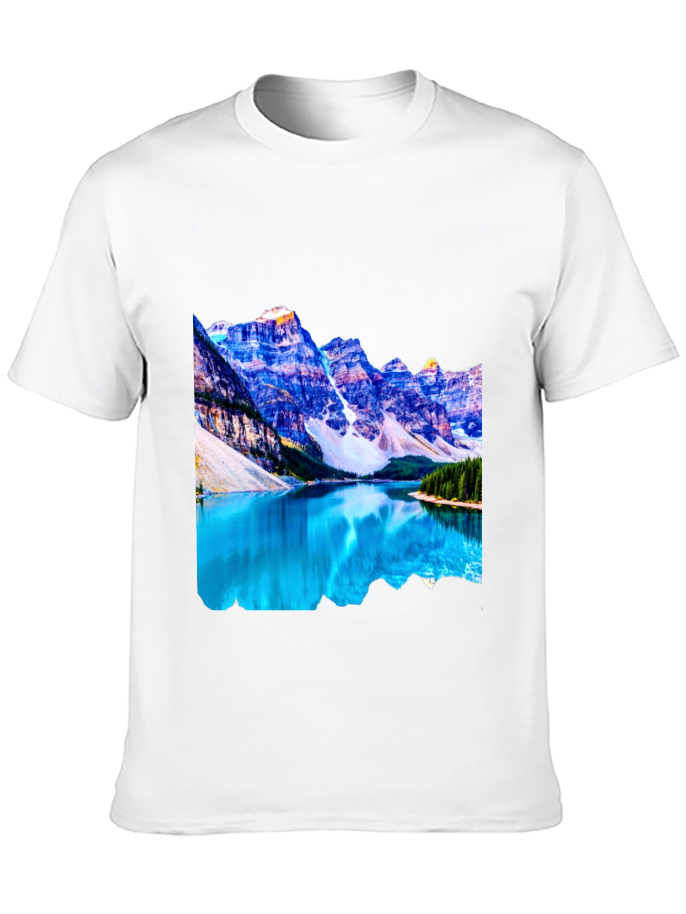 Black Mountain Lake Graphic Tee - Black Cotton Casual Shirt view 10