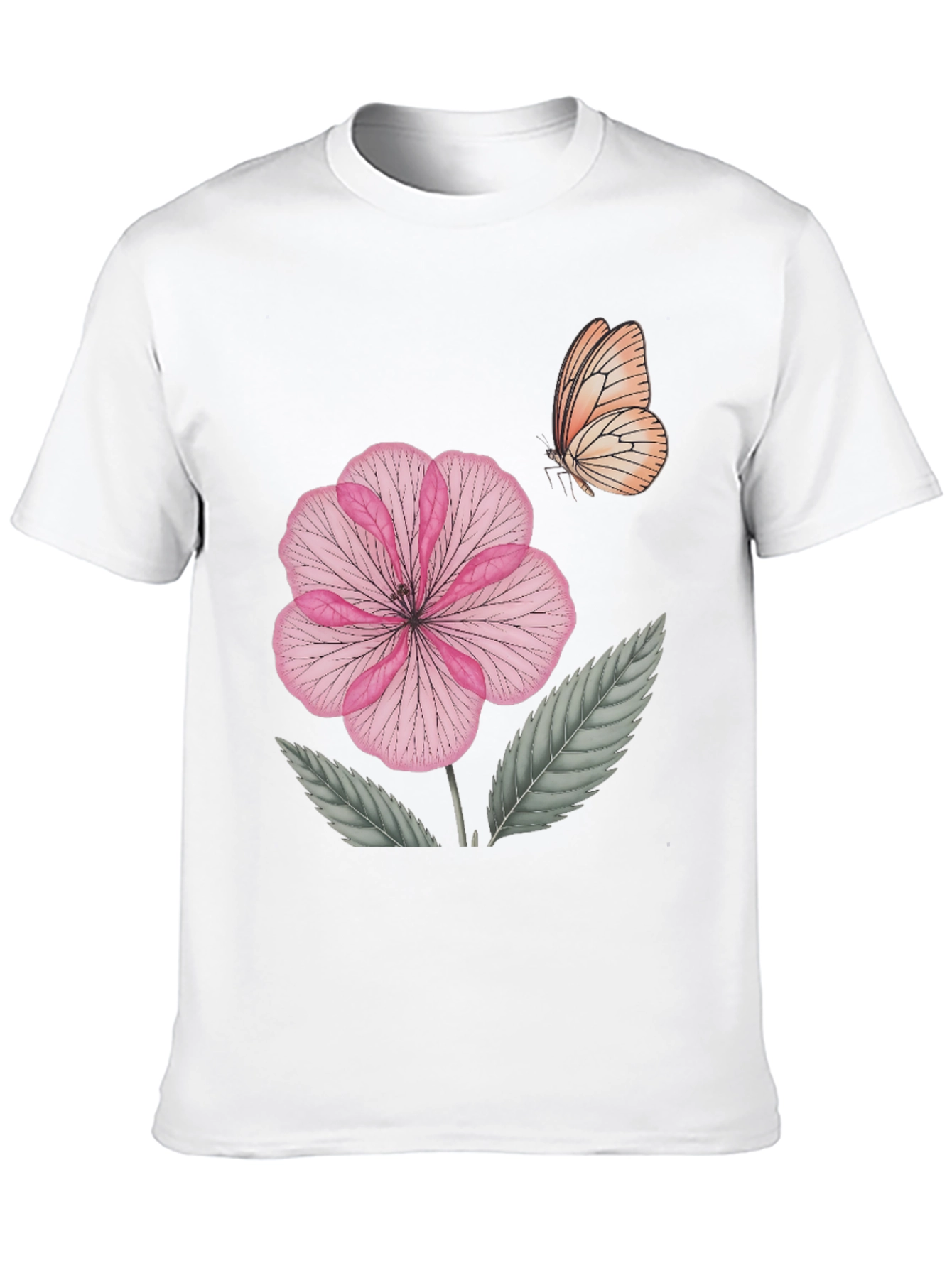 Black Floral Butterfly Print Black T-Shirt view 10