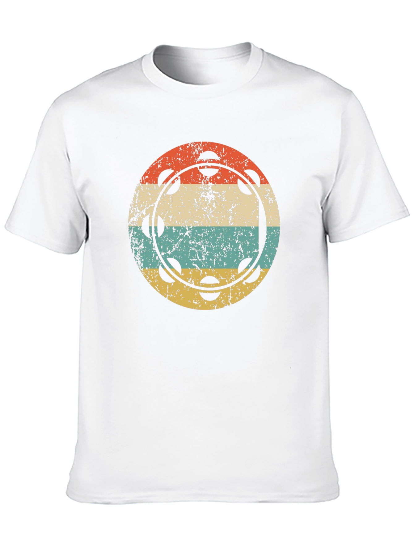 Black Retro Tambourine Music T-Shirt view 10