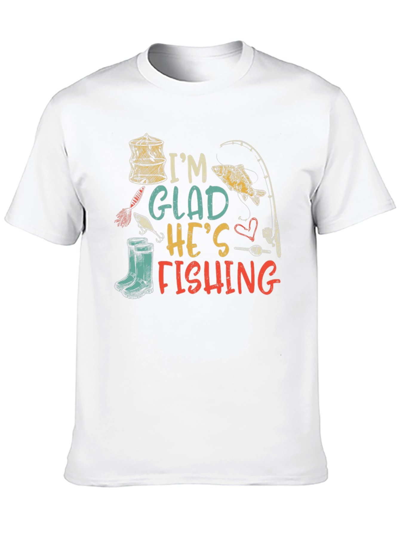 Black I'm Glad He's Fishing Graphic T-Shirt view 10
