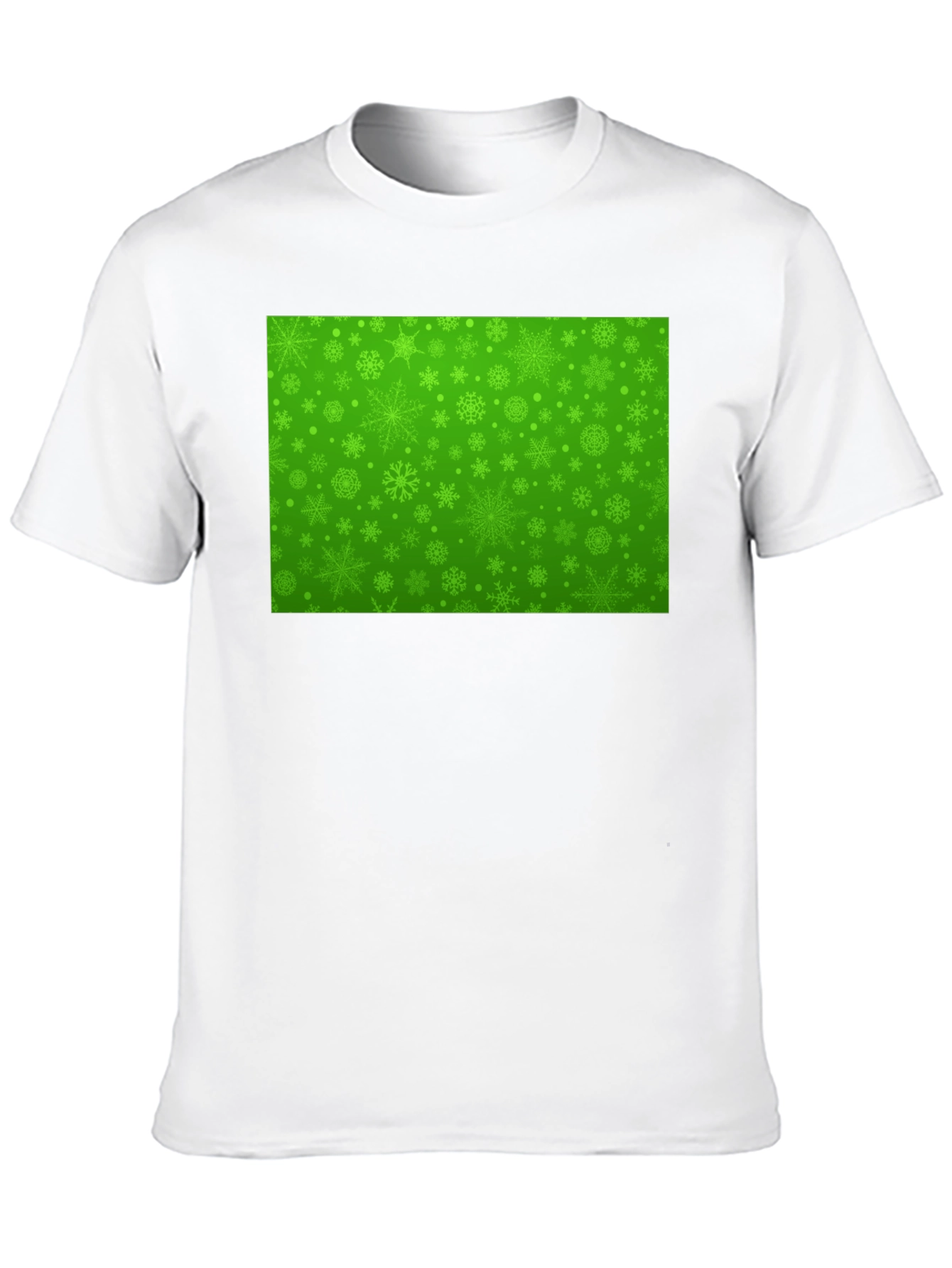 Black Green Snowflake Pattern Black T-Shirt view 10