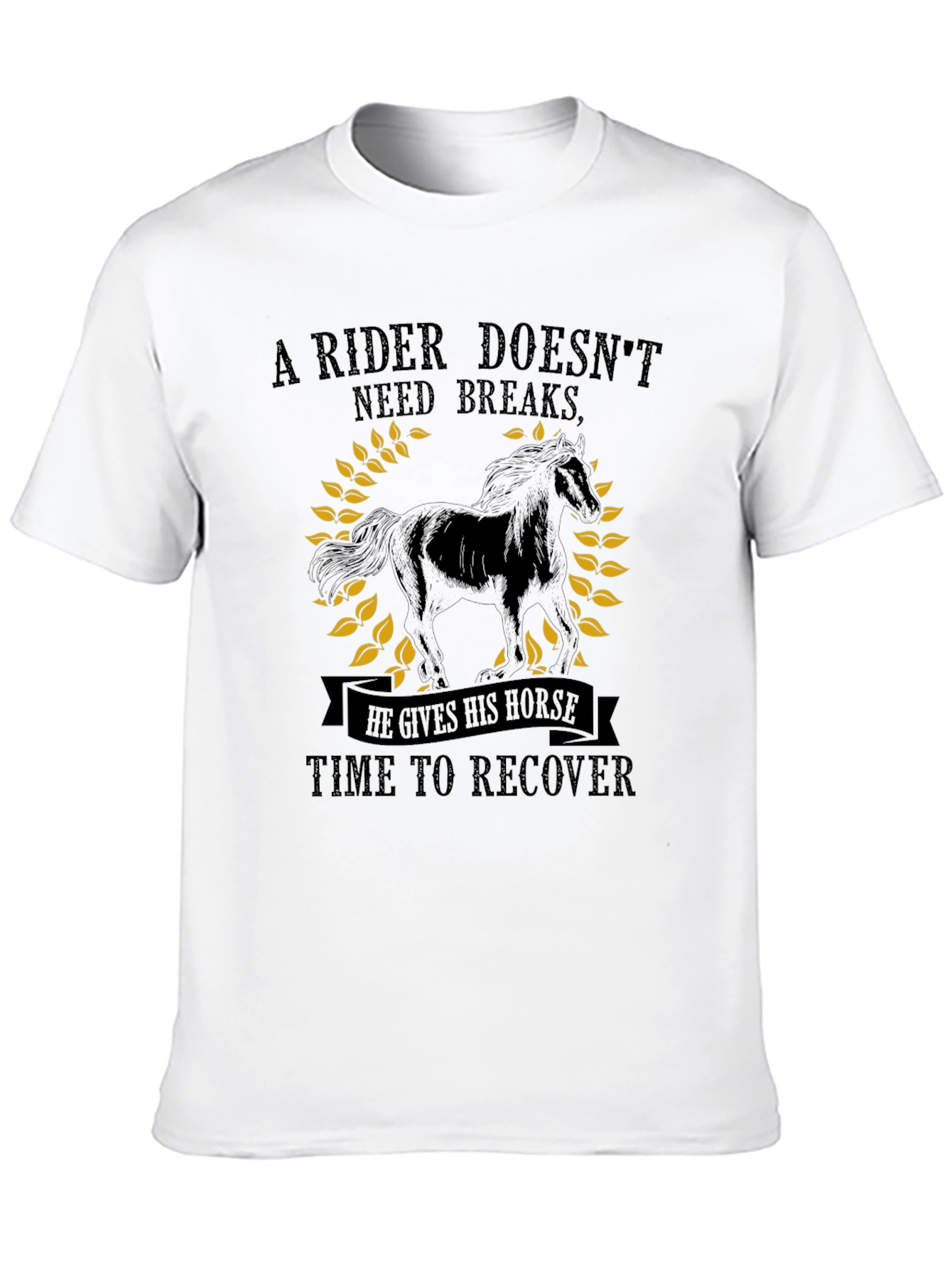 Black Rider Doesn't Need Breaks Horse Graphic Tee view 10