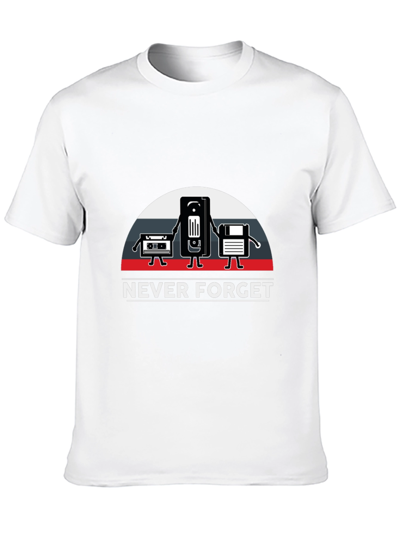 Black Retro Tech T-Shirt - 'Never Forget' Design view 10