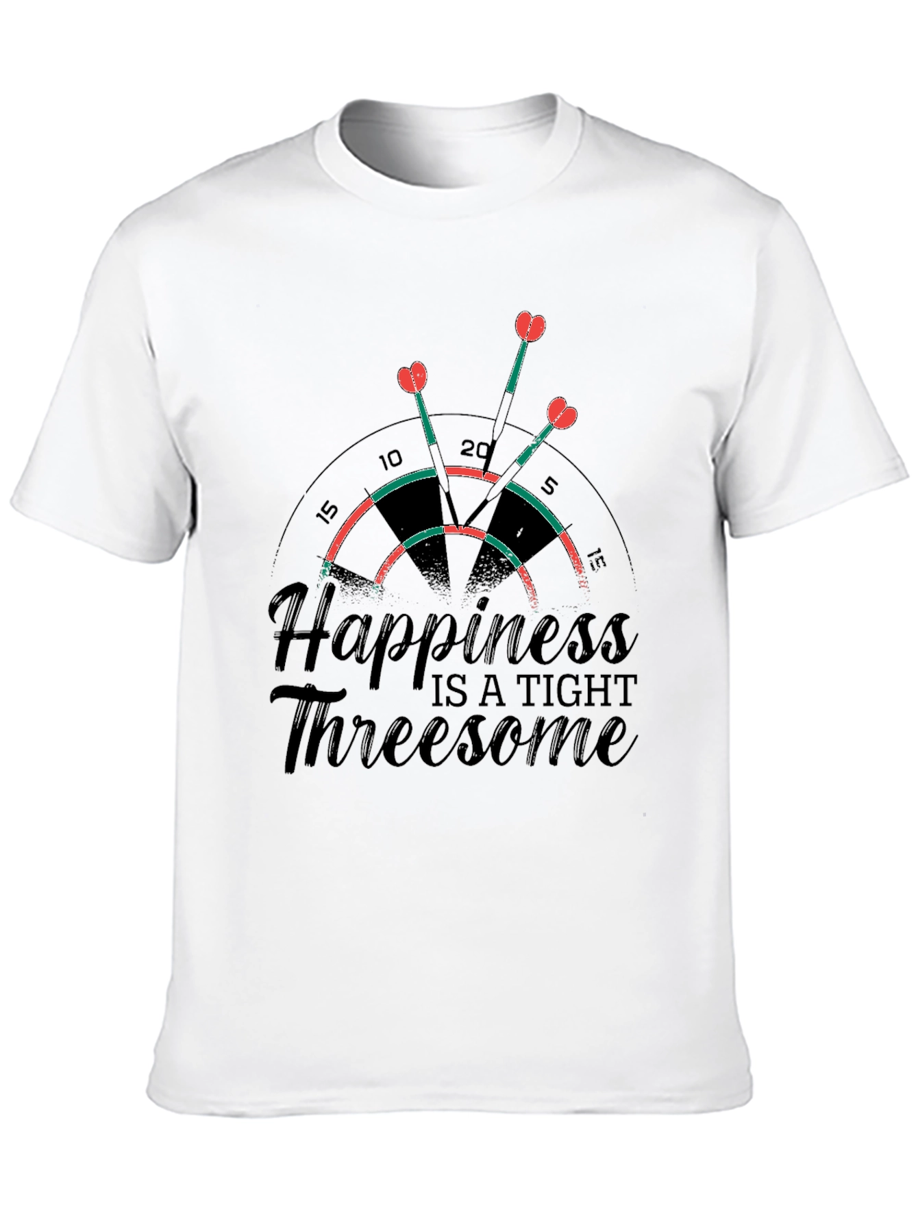 Black Happiness Threesome Dartboard T-Shirt view 10