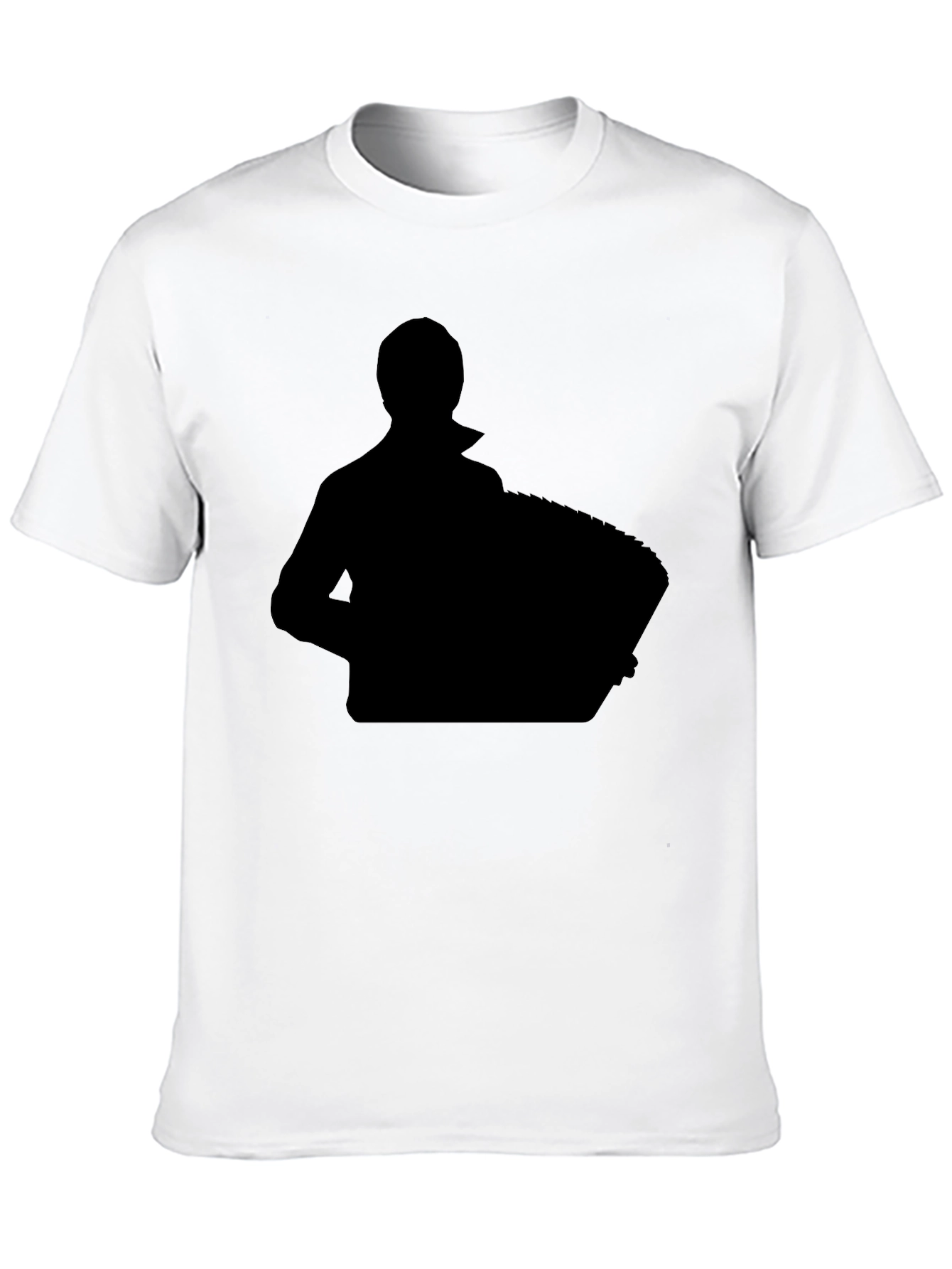 Black Silhouette Accordion Player T-Shirt - Black view 10
