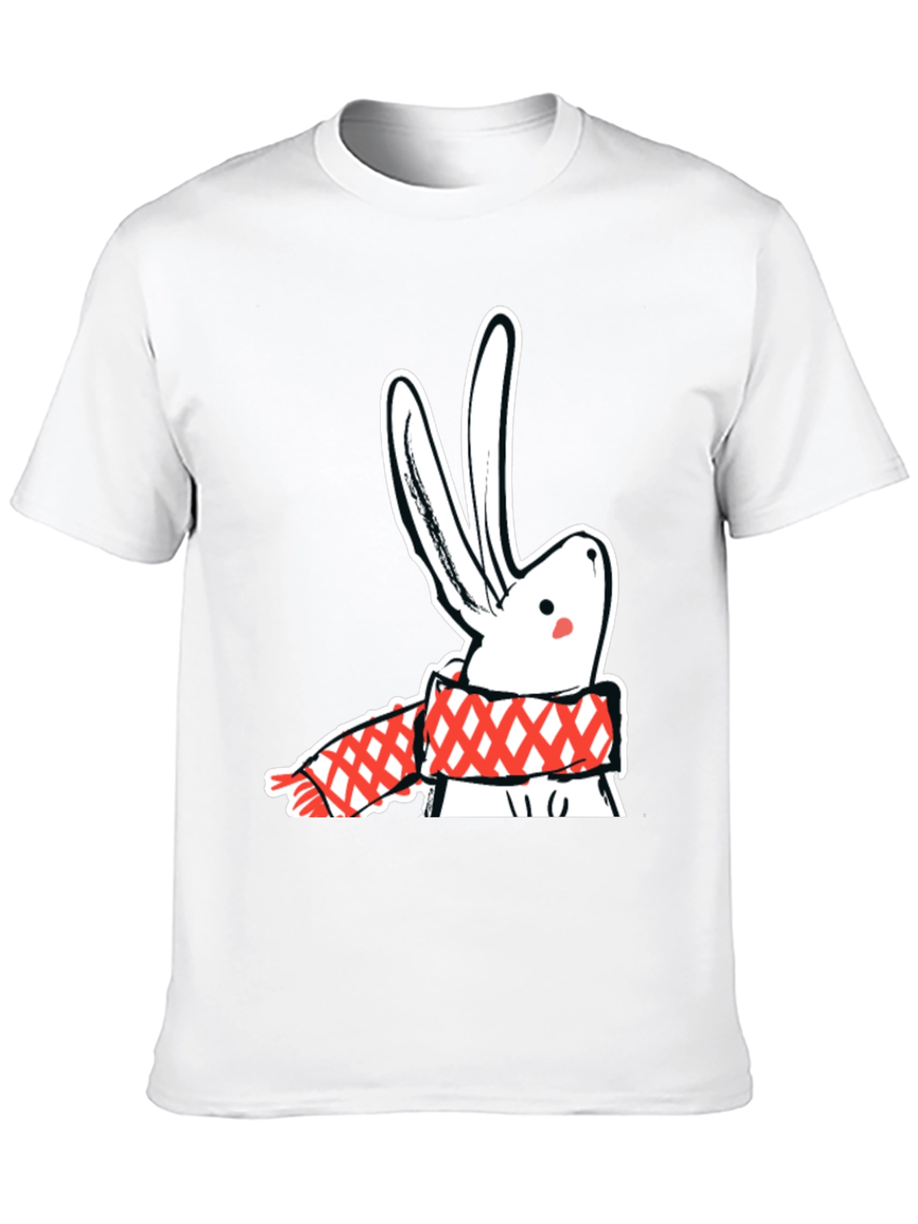 Black Black T-Shirt with Rabbit & Scarf Graphic view 10