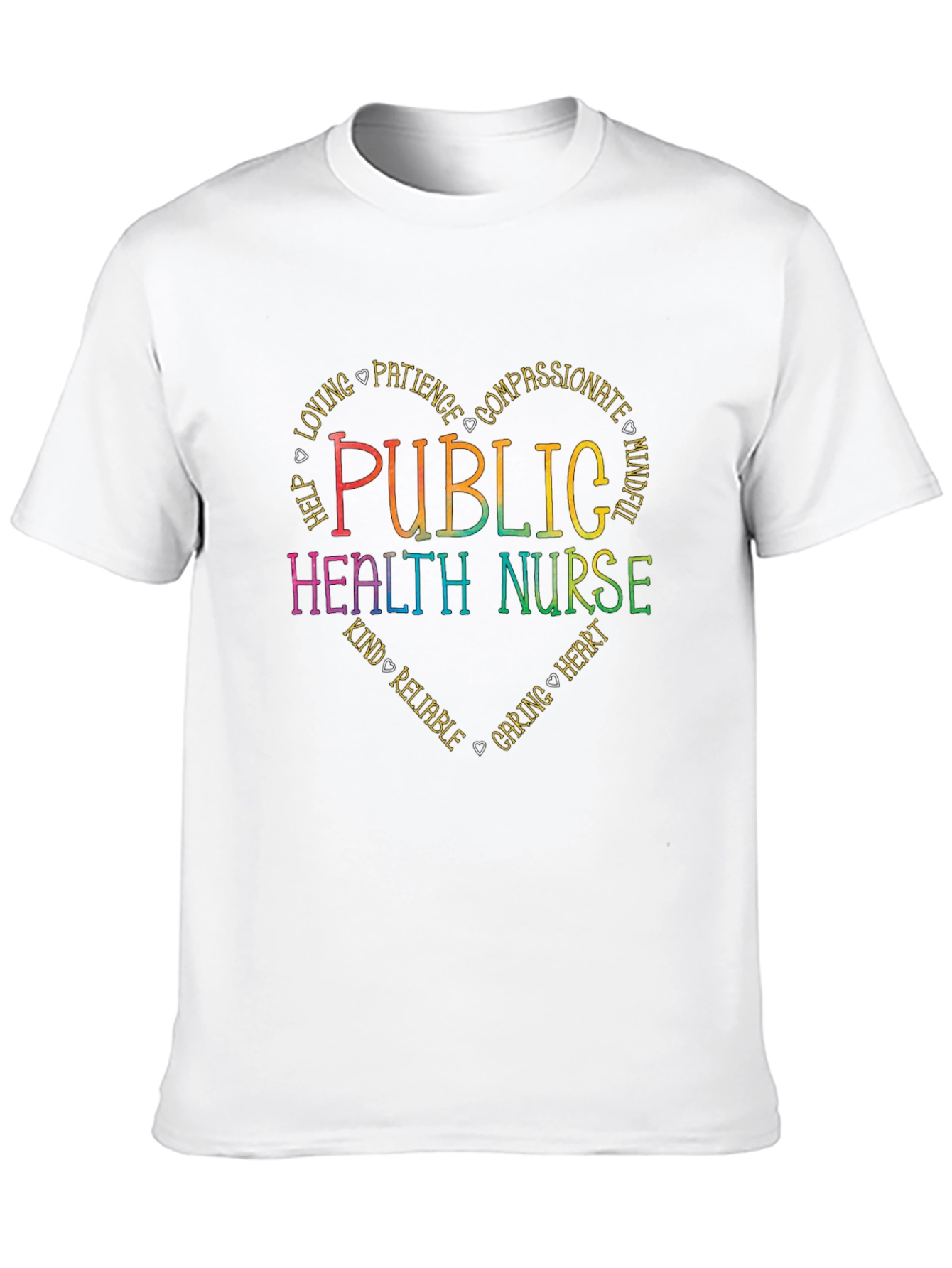 Black Public Health Nurse Heart T-Shirt - Caring & Compassionate view 10