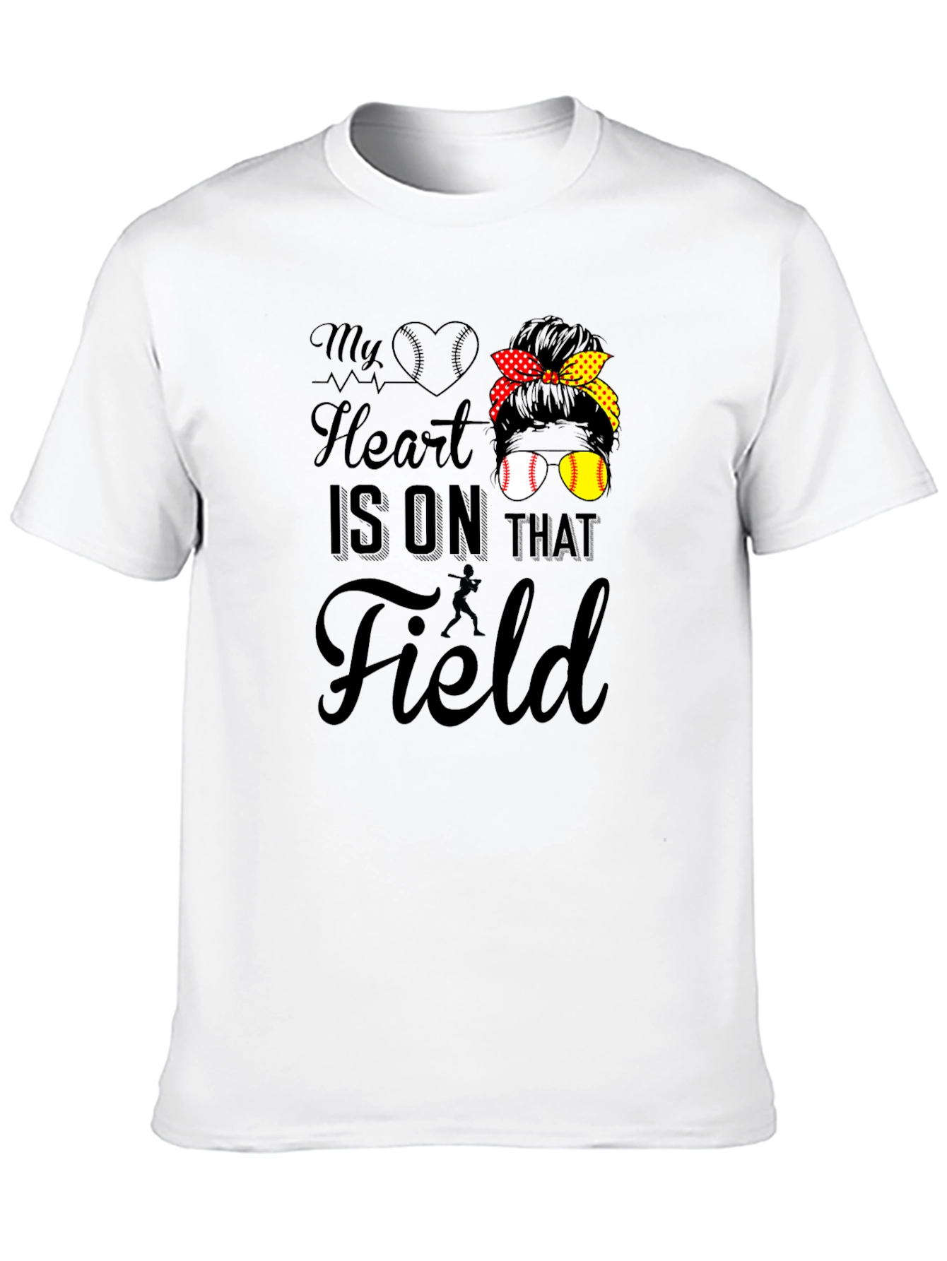Black My Heart Is On That Field T-Shirt - Baseball Mom Tee view 10