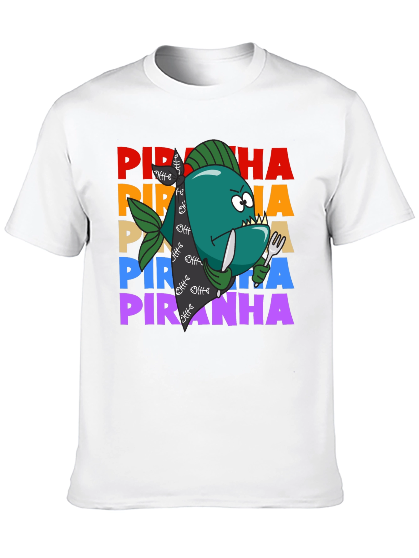 Black Piranha Graphic T-Shirt - Funny Fish Design view 10