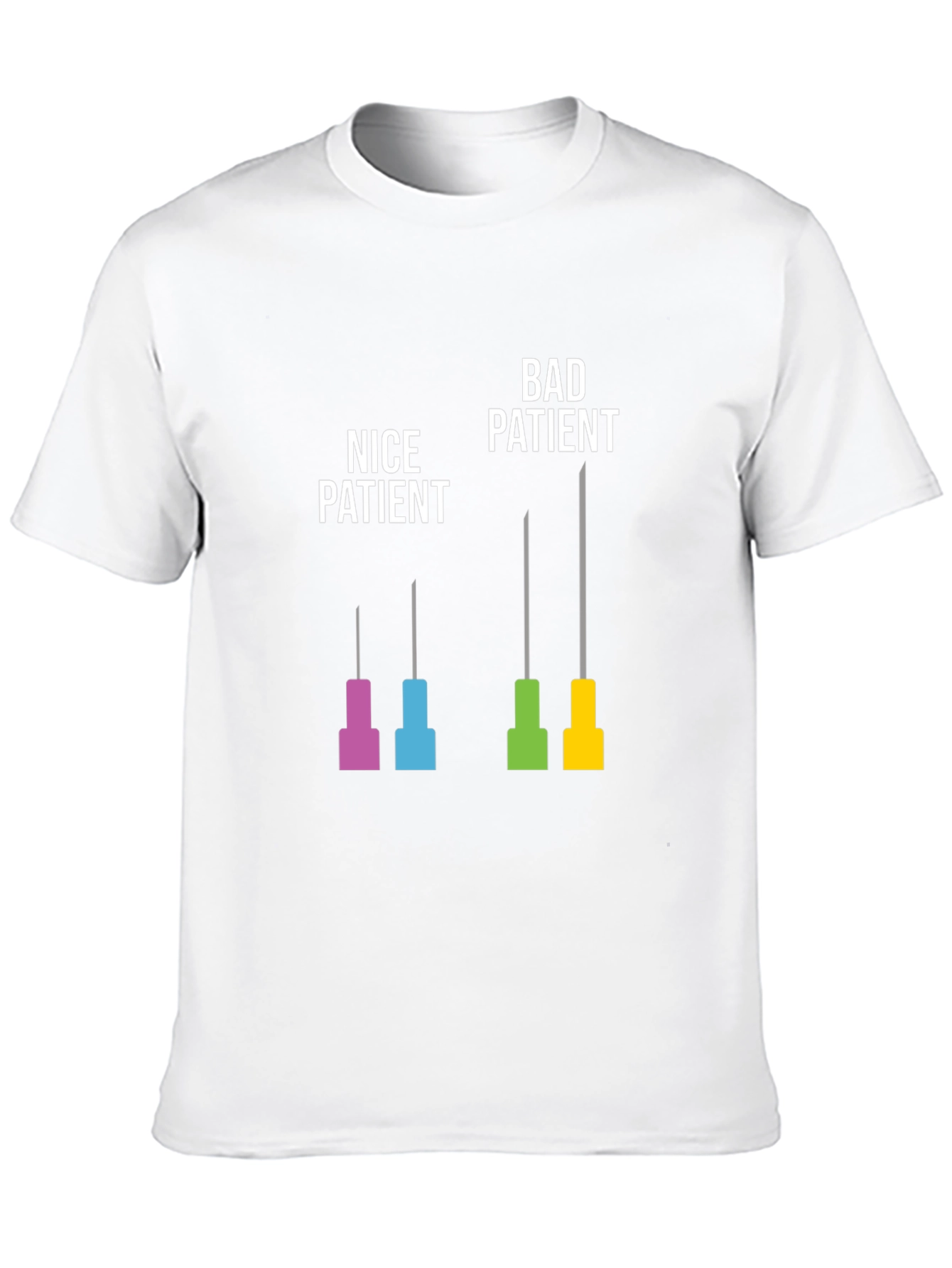 Black Funny Medical Humor T-Shirt: Nice vs. Bad Patient Needle Design view 10