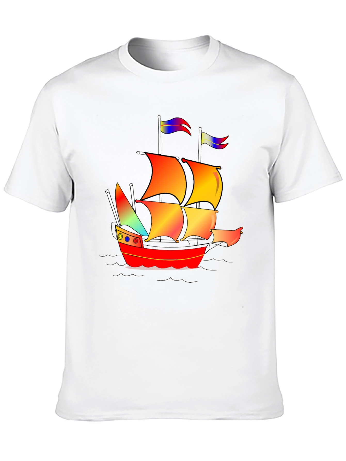 Black Colorful Pirate Ship Graphic Tee view 10