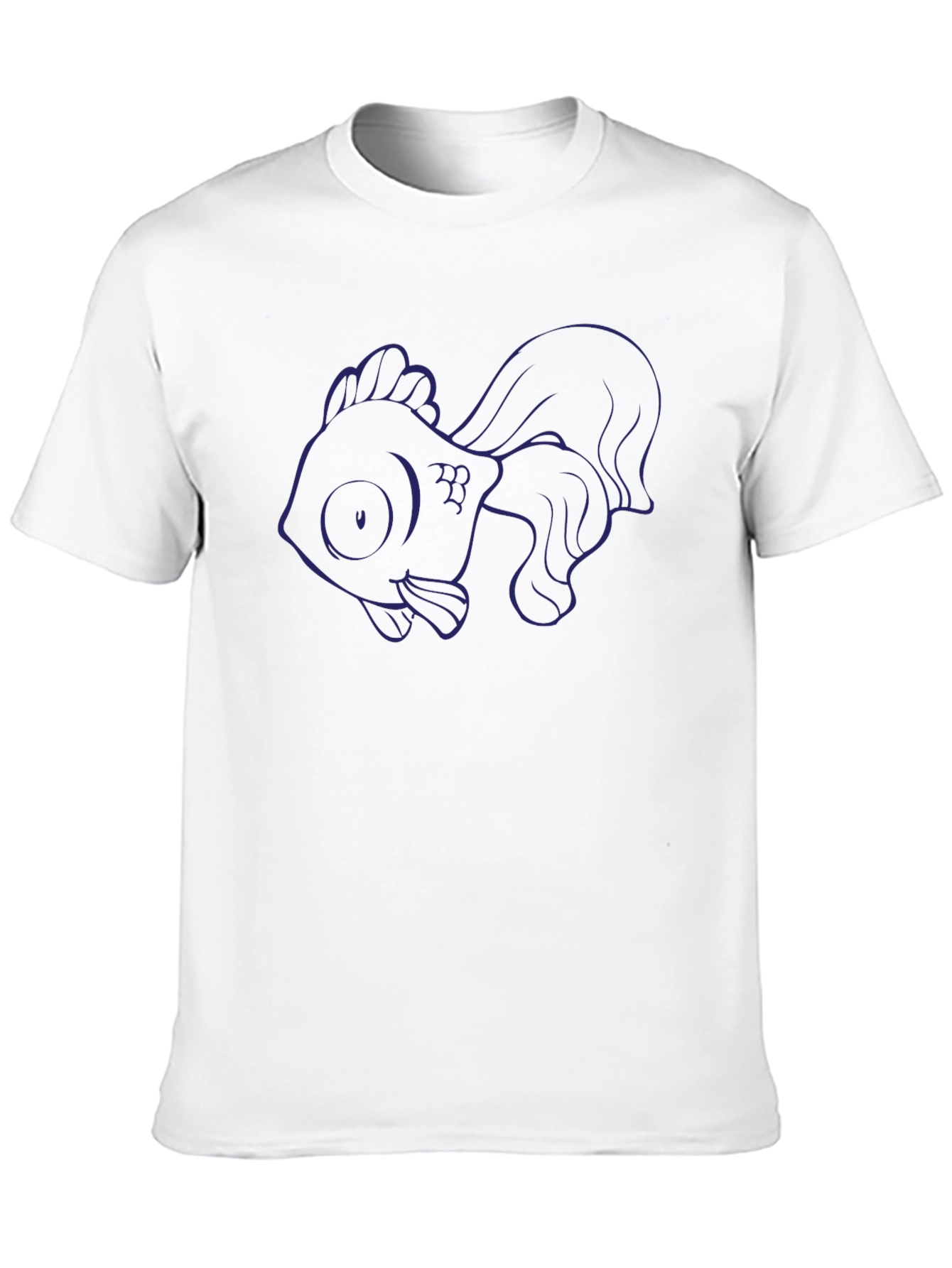 Black Goldfish Outline Black Graphic Tee view 10
