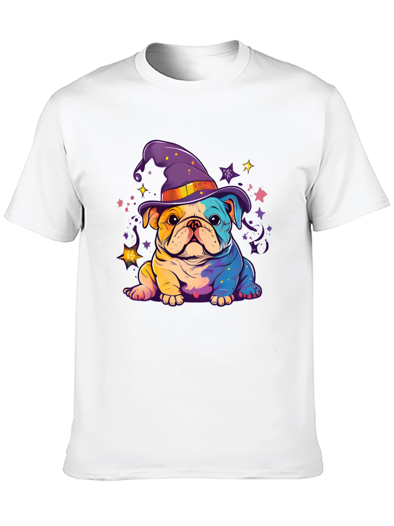 Black Bulldog Witch Hat T-Shirt view 10