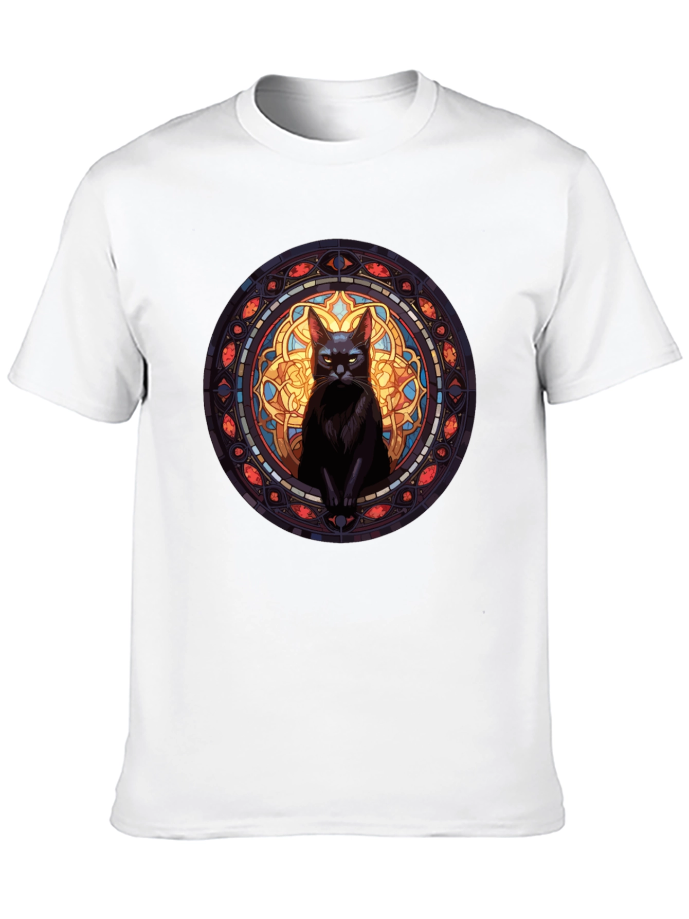 Black Stained Glass Cat Graphic Tee view 10