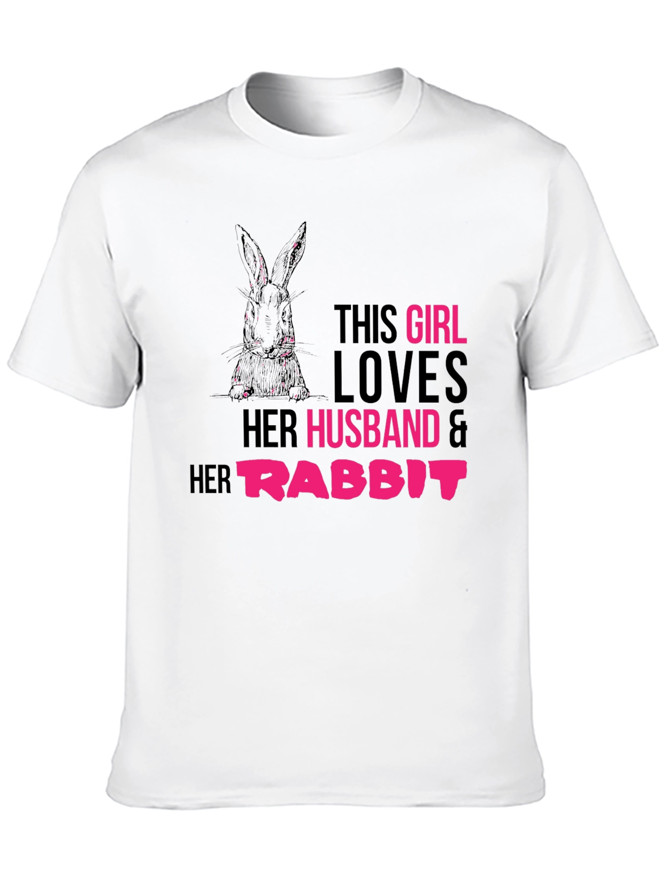 Black Girl Loves Husband and Rabbit T-Shirt view 10