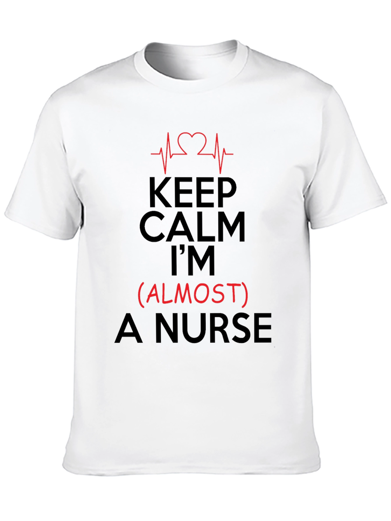 Black Keep Calm I'm (Almost) A Nurse T-Shirt view 10