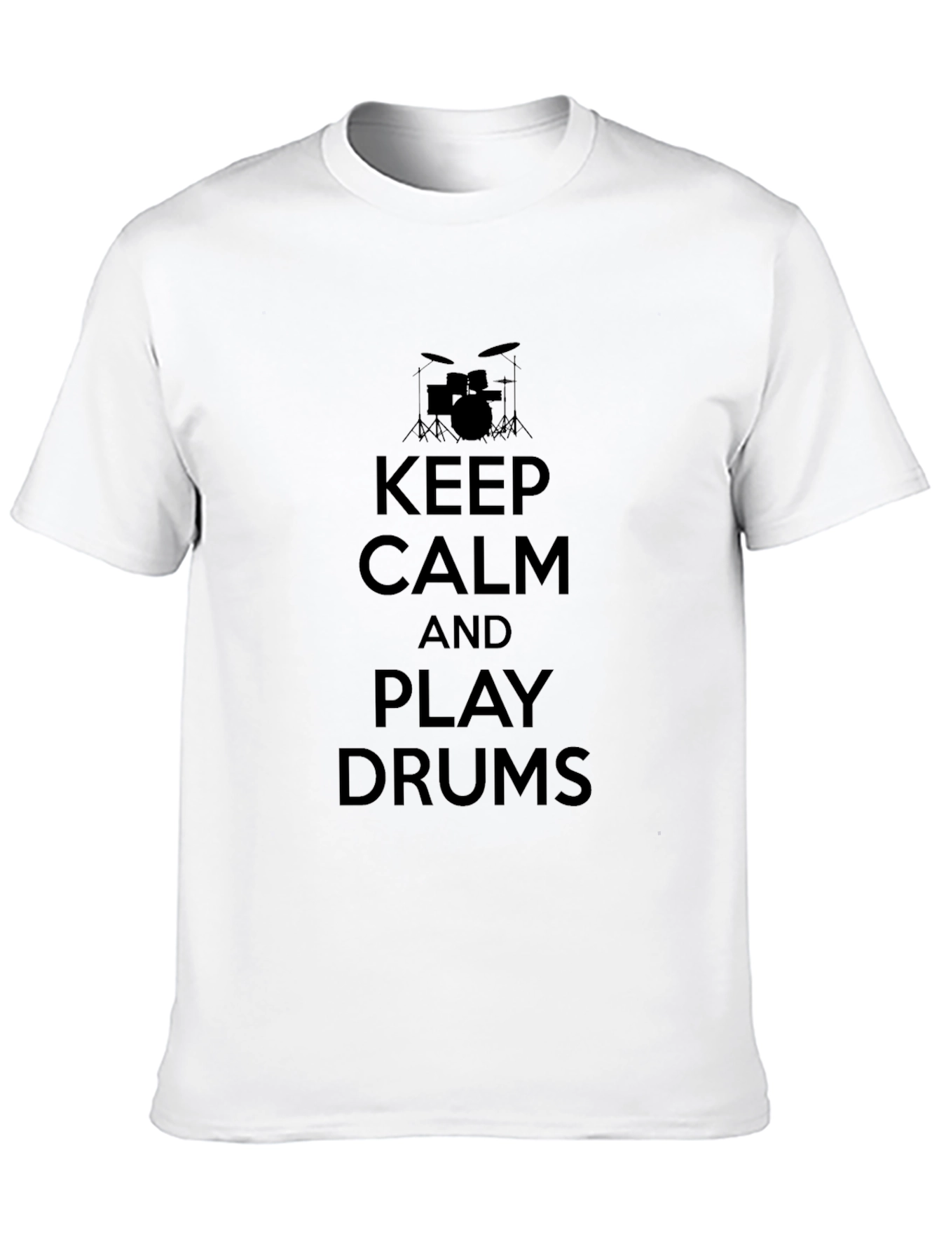Black Keep Calm and Play Drums Black T-Shirt view 10