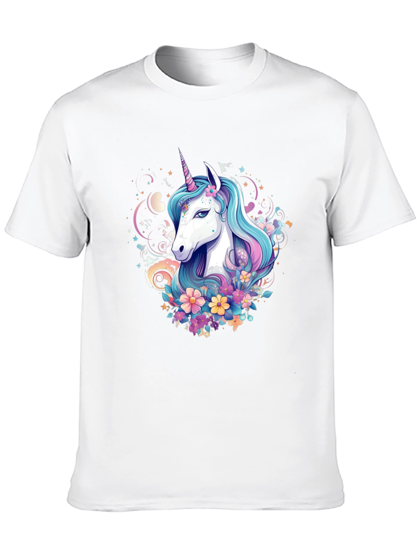 Black Unicorn Floral Graphic Tee - Black Cotton Blend view 10