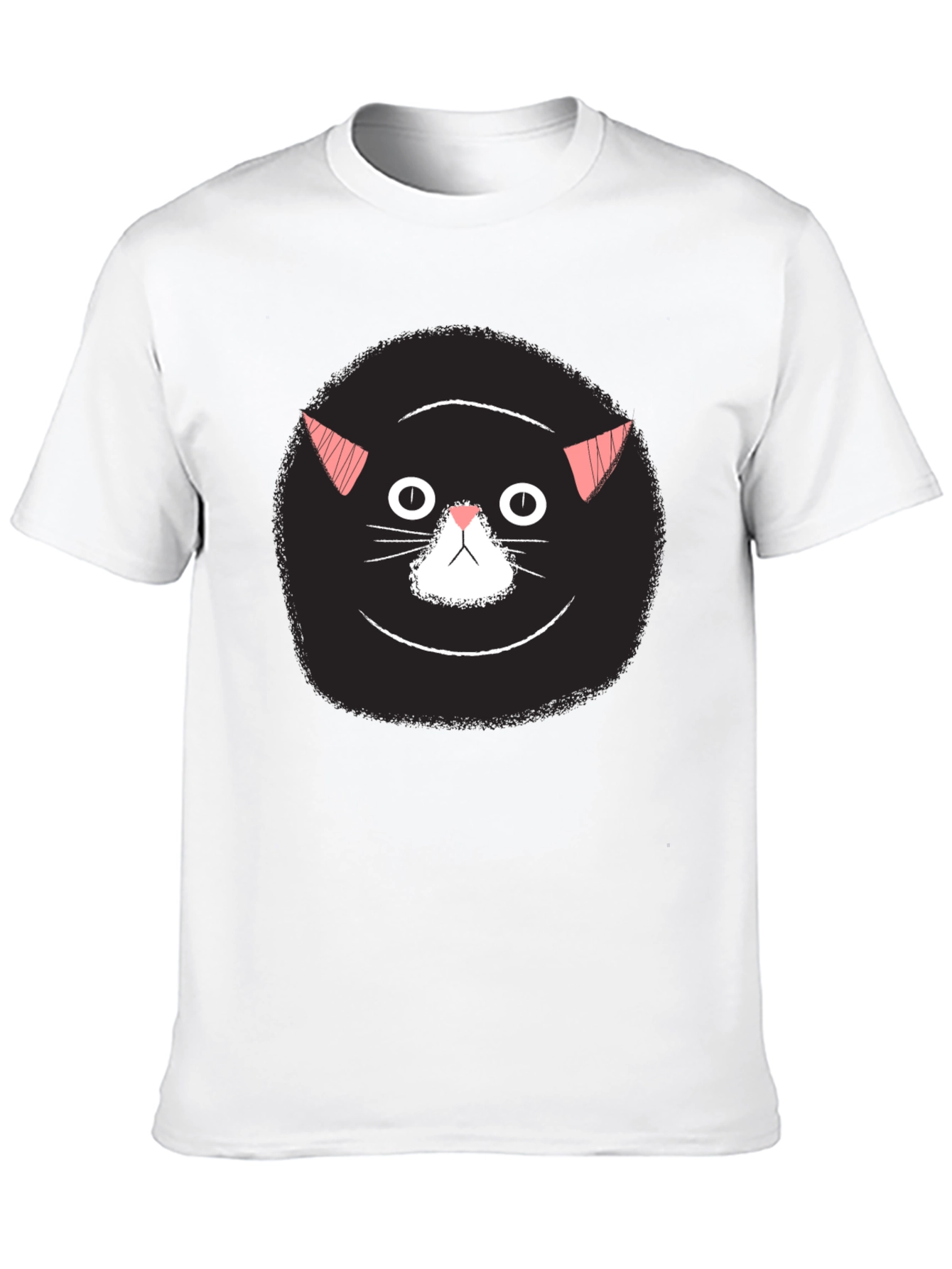 Black Funny Black Cat Face Graphic T-Shirt view 10
