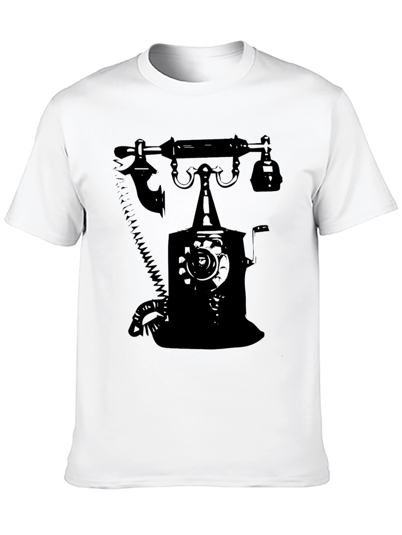 Black Retro Rotary Phone Graphic T-Shirt - Classic Design view 10