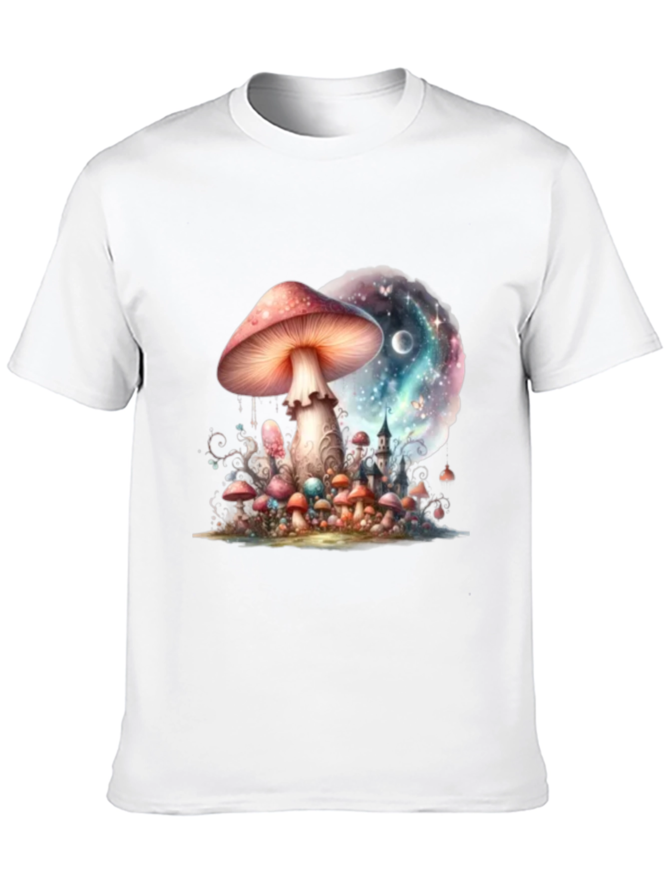 Black Mushroom Galaxy Graphic Tee - Fantasy Design view 10