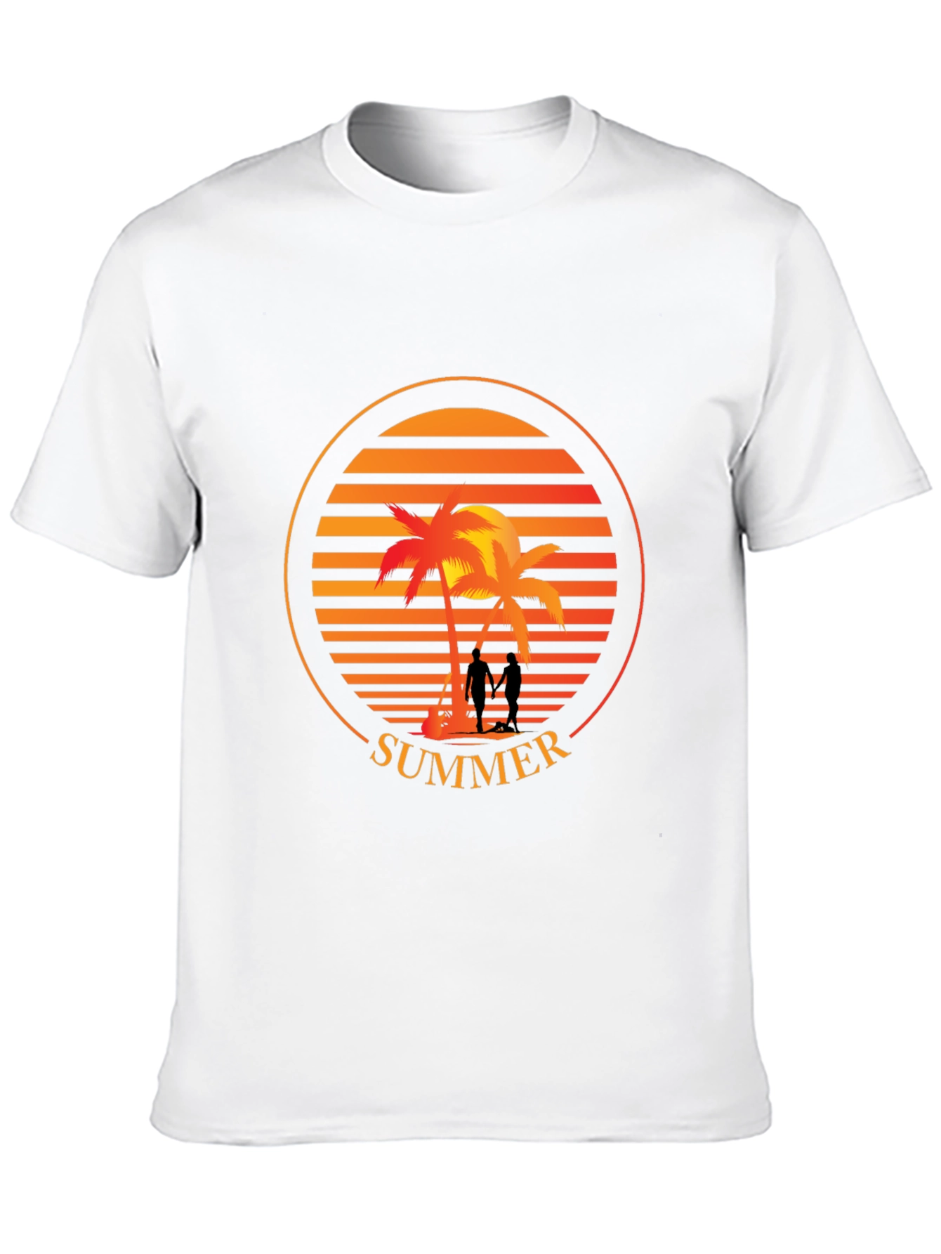 Black Summer Palm Tree Sunset Graphic T-Shirt view 10