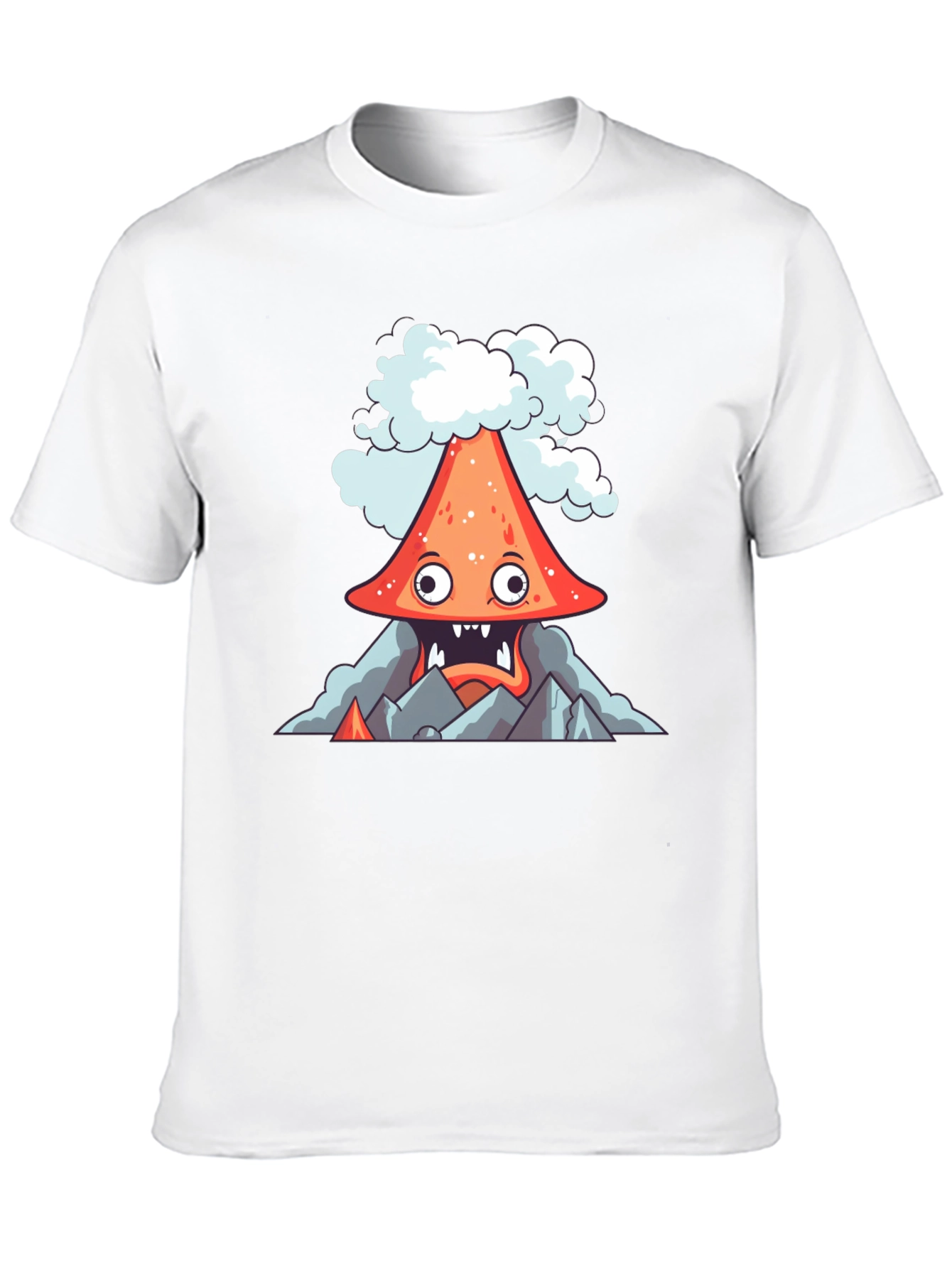 Black Volcano Cartoon Graphic Tee - Black view 10