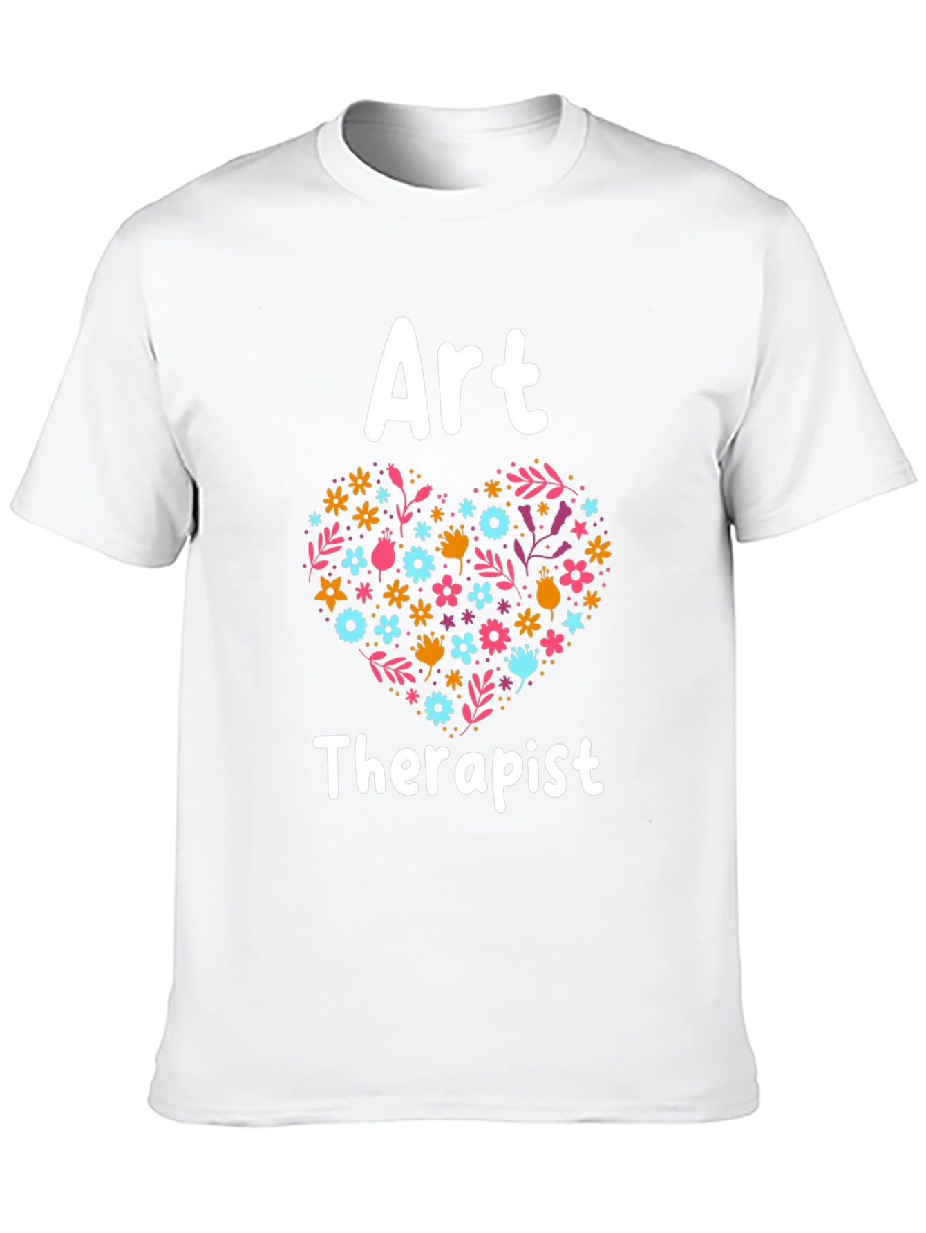 Black Art Therapist Floral Heart Graphic Tee - Black view 10