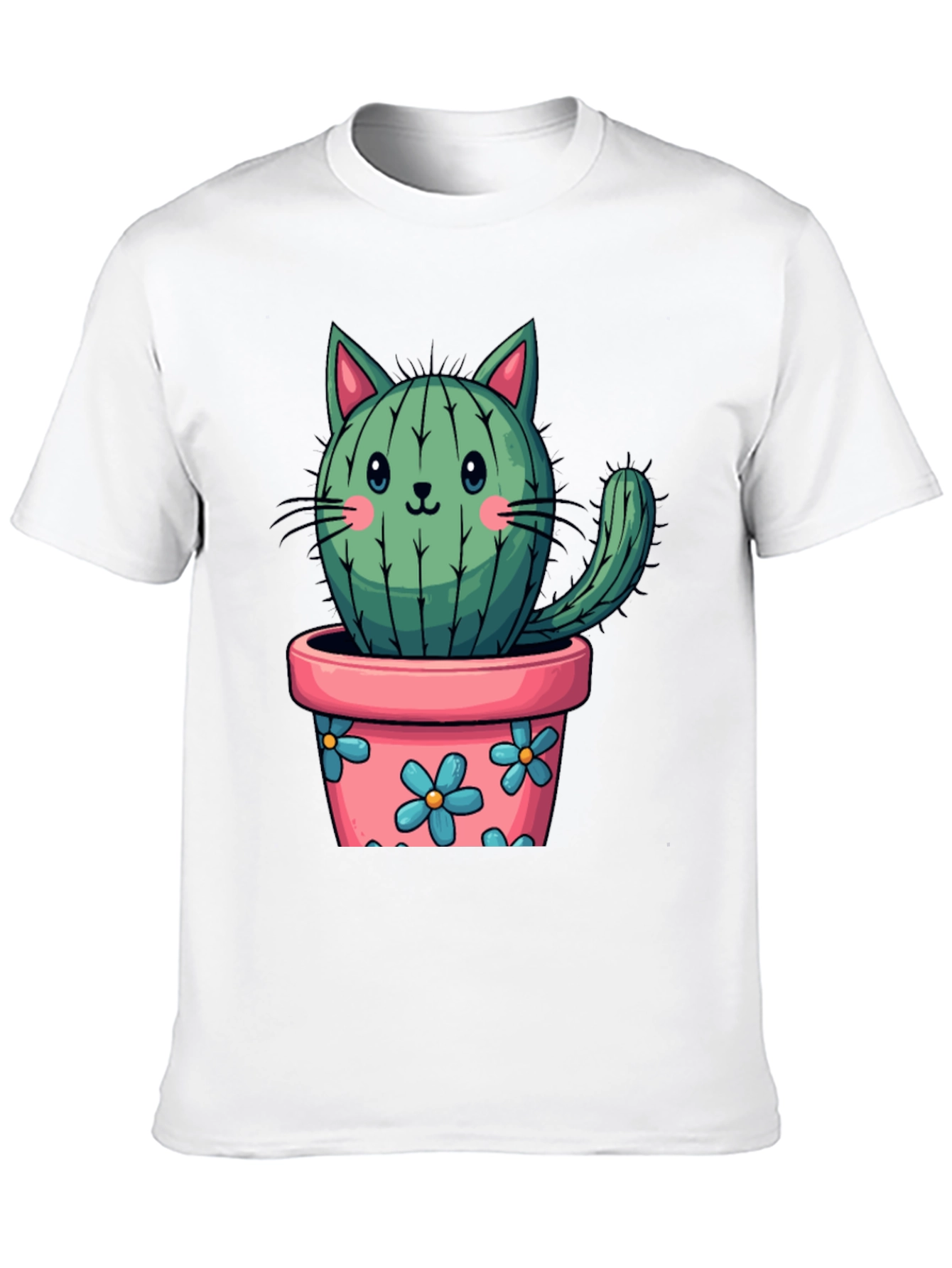 Black Cactus Cat T-Shirt - Potted Plant Kitten Tee view 10