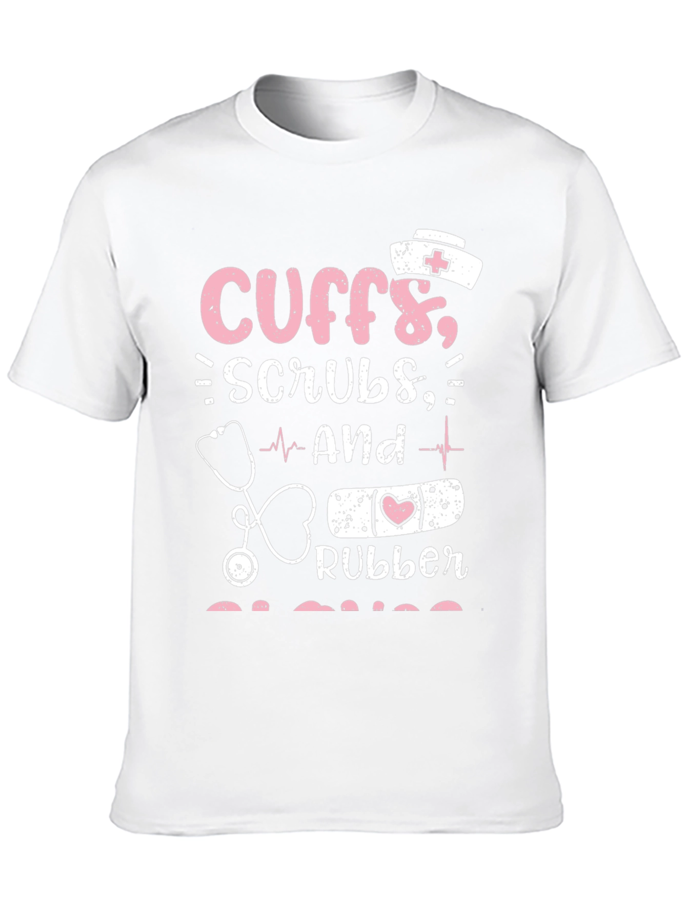 Black Cute Nurse T-Shirt - Cuffs, Scrubs & Rubber view 10