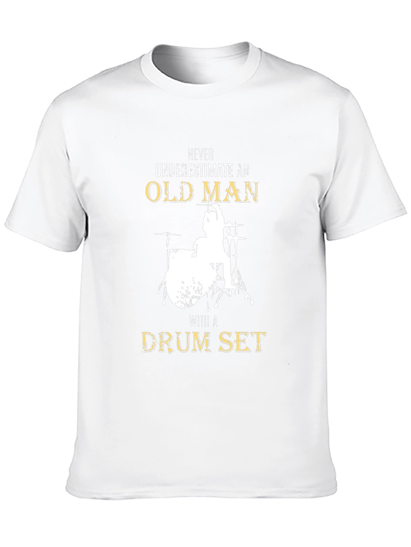Black Old Man Drum Set T-Shirt - Black Graphic Tee view 10