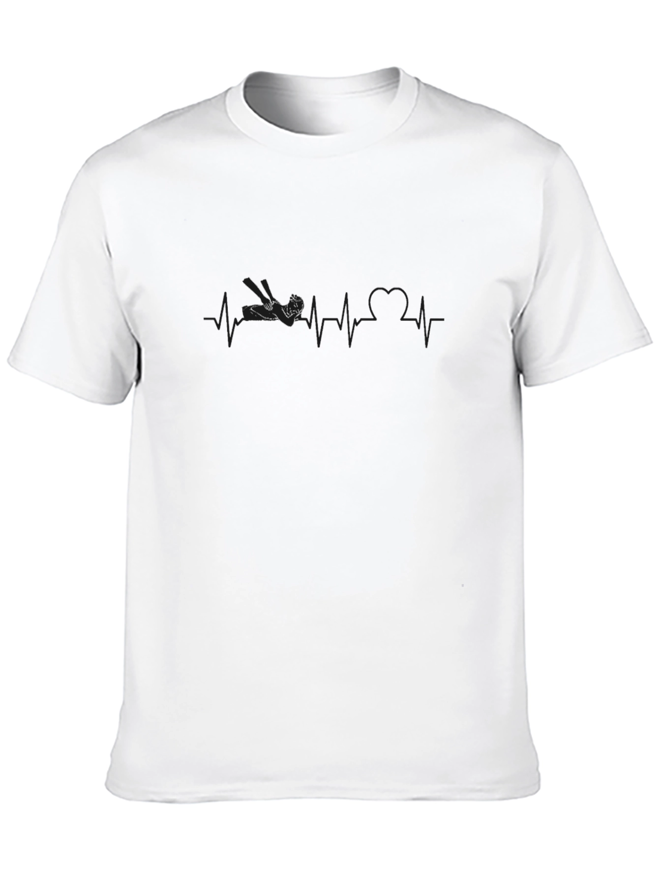 Black Men's Black Graphic Tee - Heartbeat Design view 10